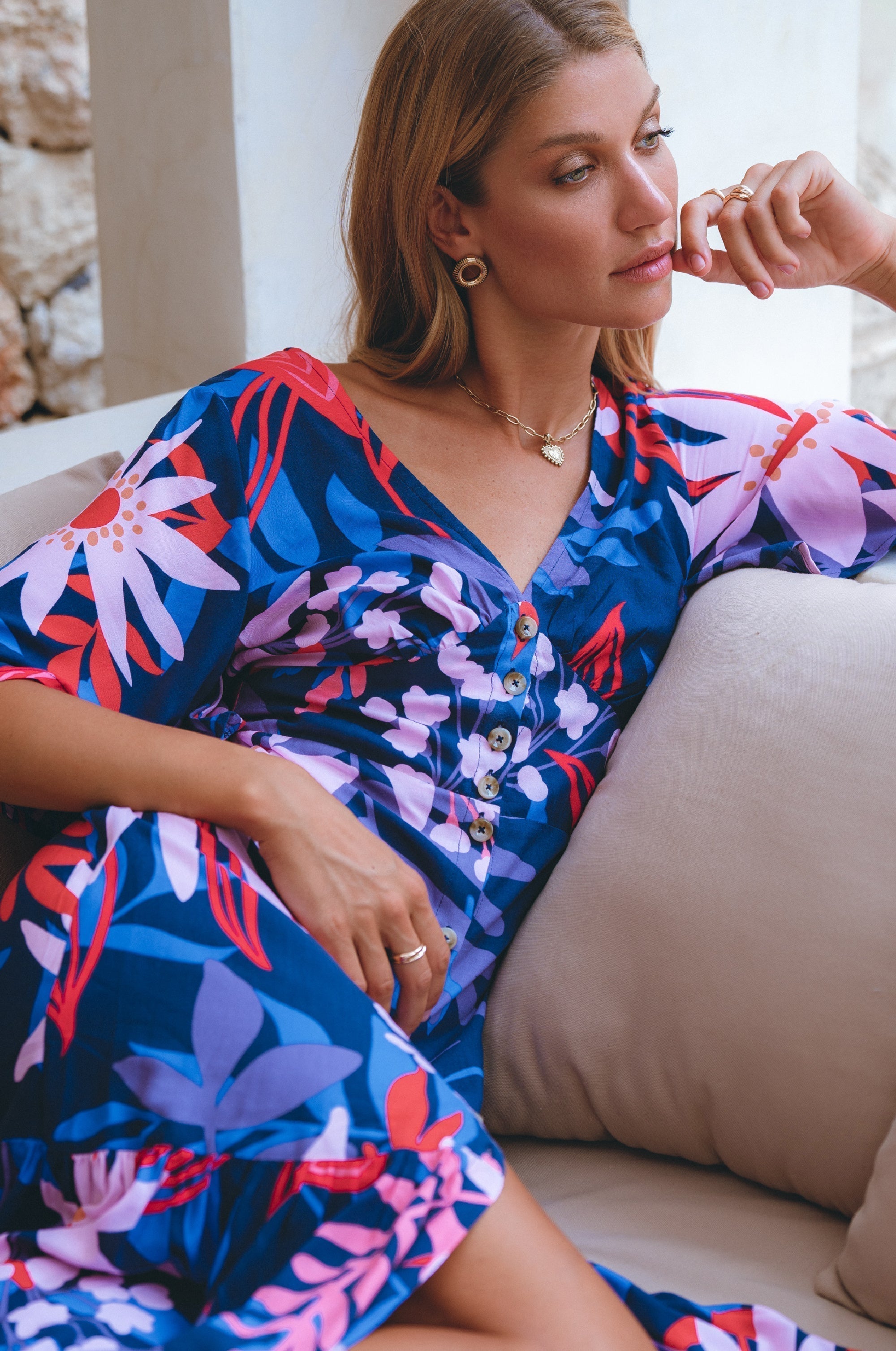 Donna Button Down Midi Dress-thumbmail-11
