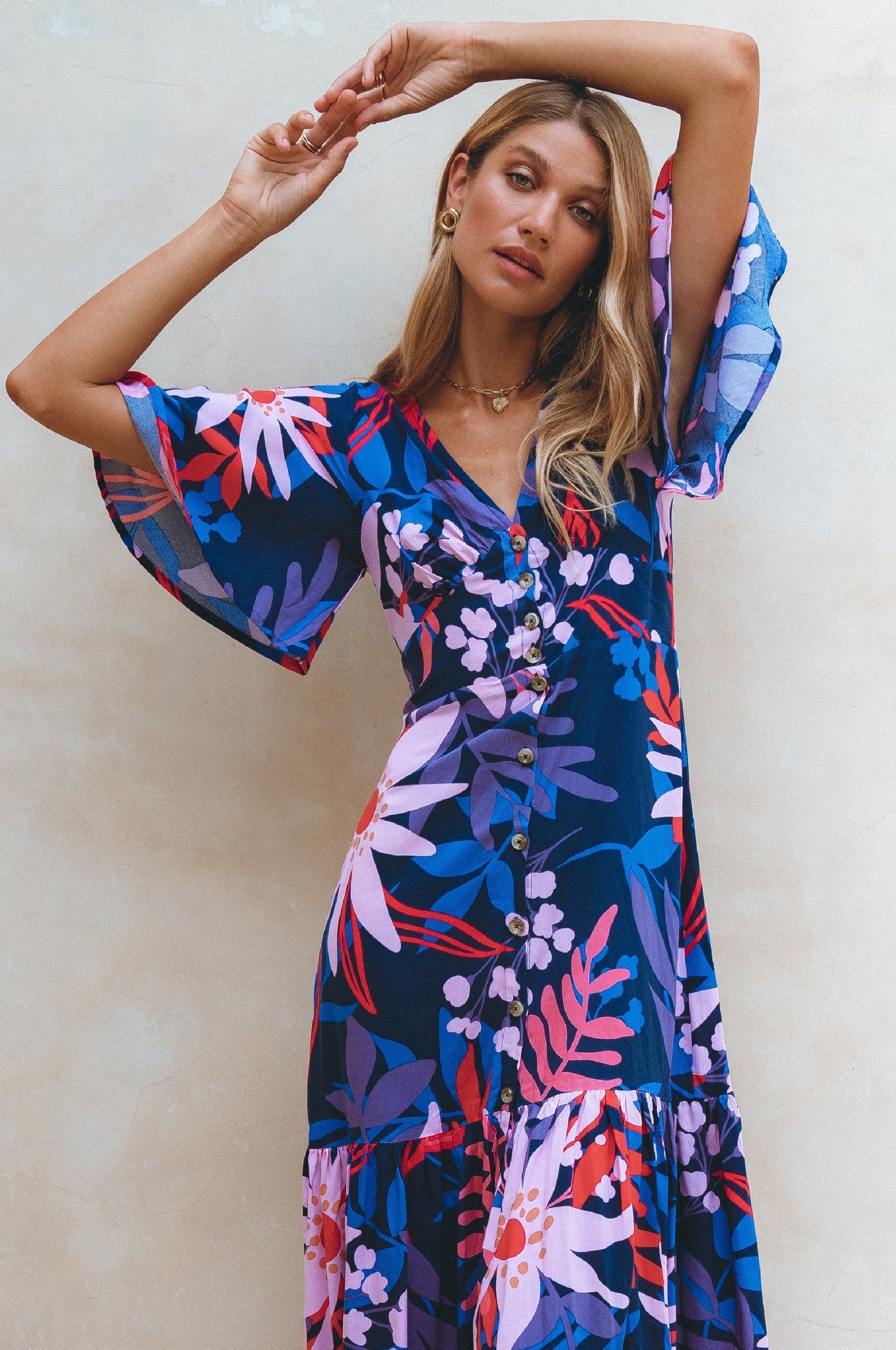Donna Button Down Midi Dress-thumbmail-6