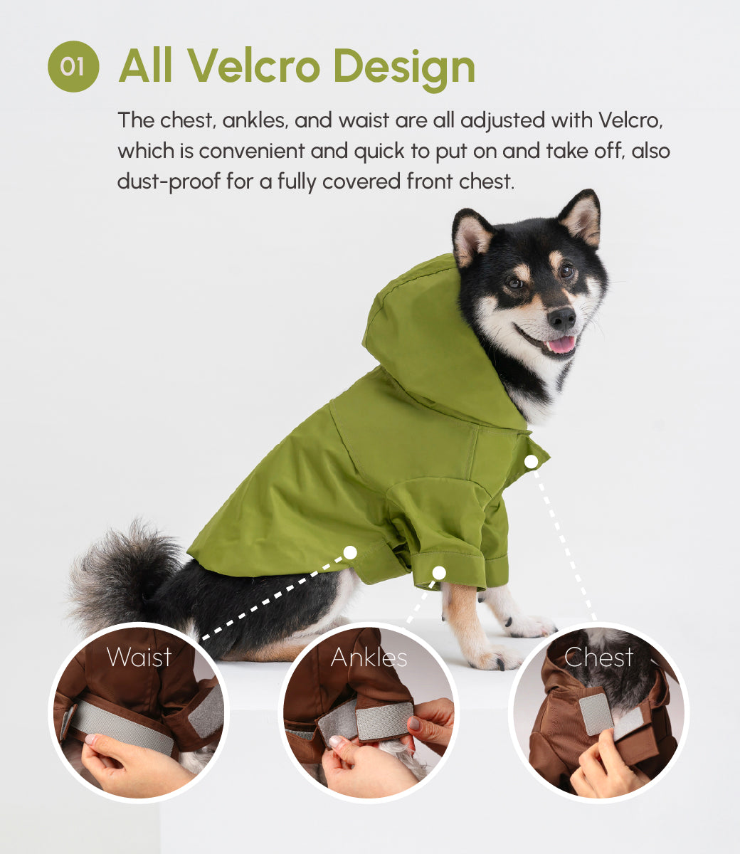 Tribeca Adjustable Velcro Raincoat - Olive-thumbmail-3