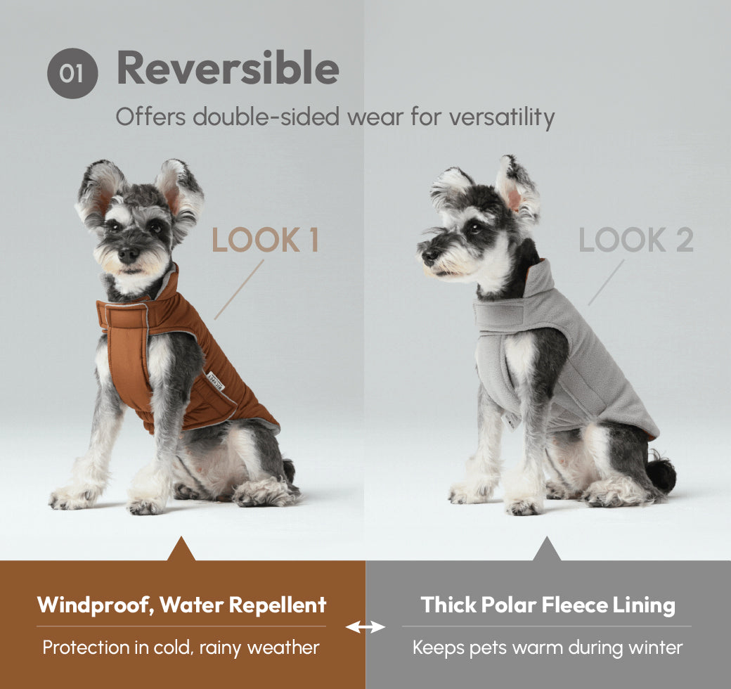 Reversible Dog Vest Jacket - Orange Grey-thumbmail-8