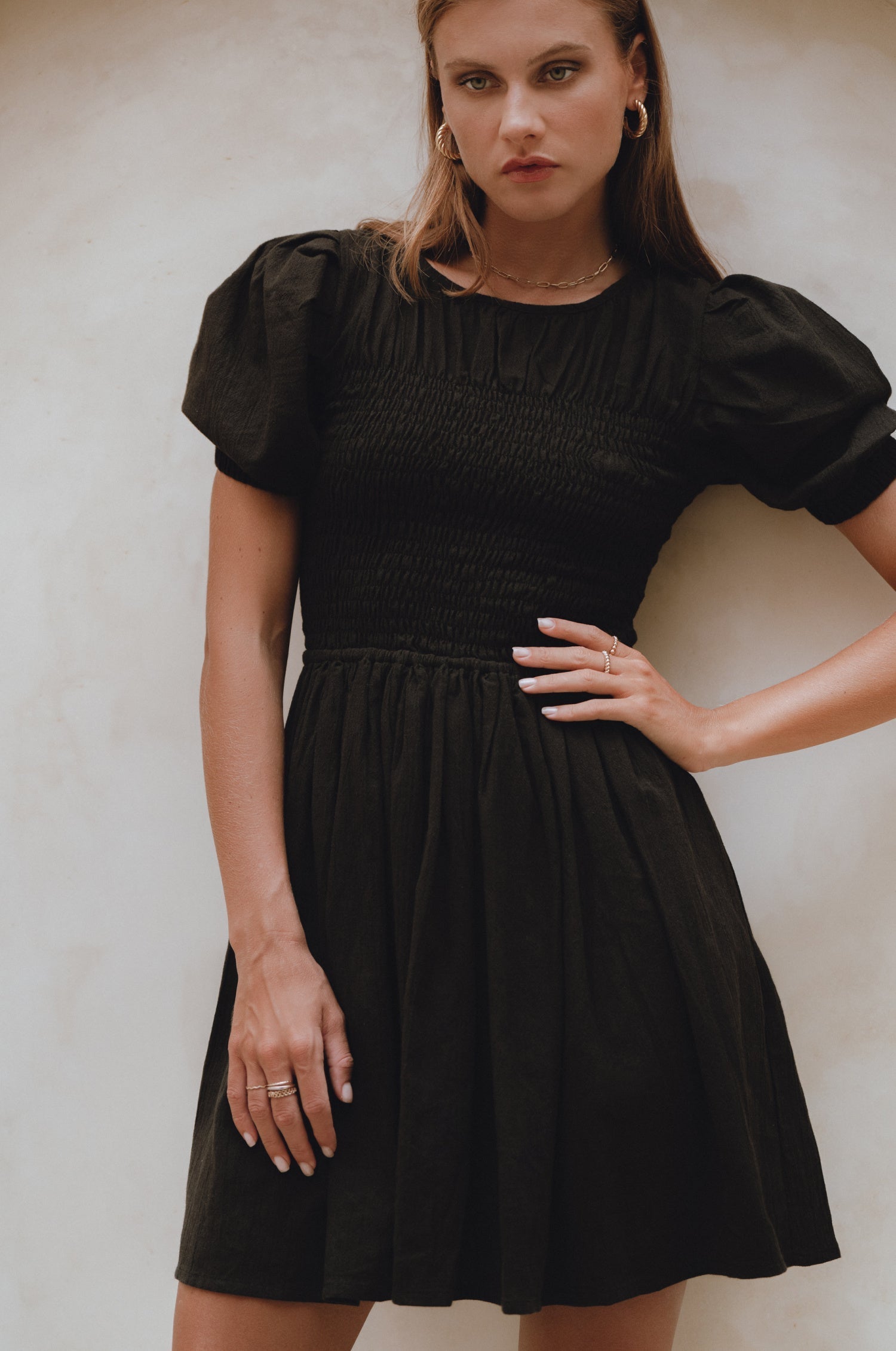 Elodie Smocked Linen Mini Dress-thumbmail-9
