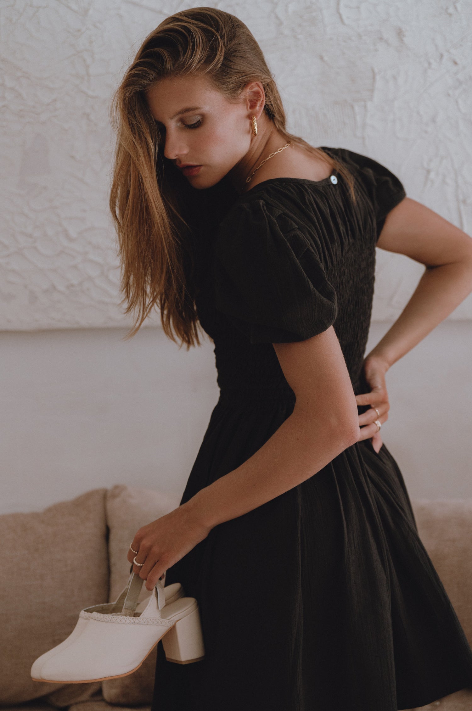 Elodie Smocked Linen Mini Dress-thumbmail-10