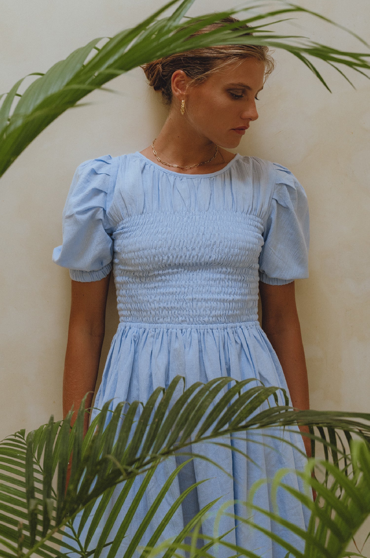 Elodie Smocked Linen Mini Dress-thumbmail-6