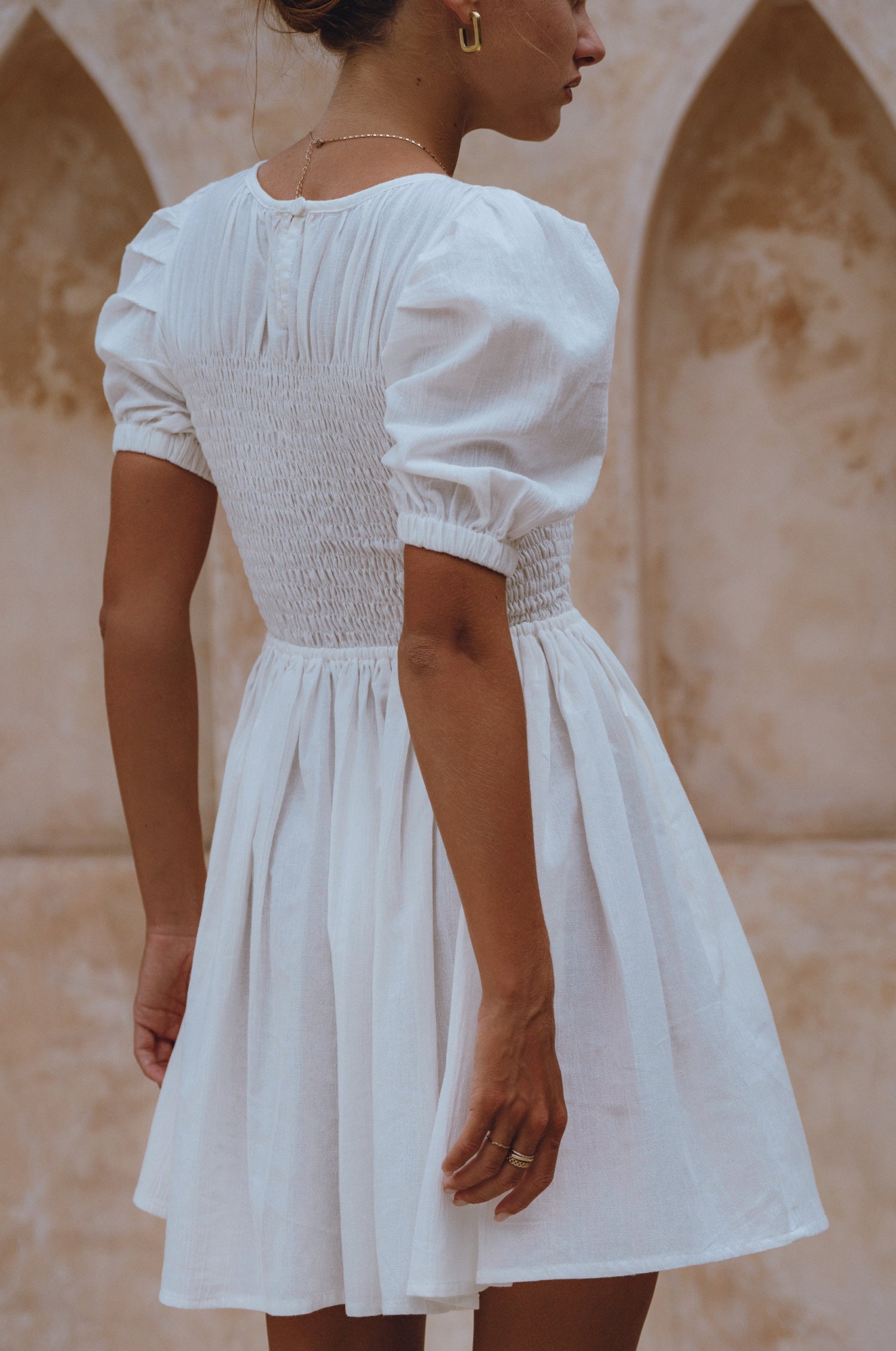 Elodie Smocked Linen Mini Dress-thumbmail-8