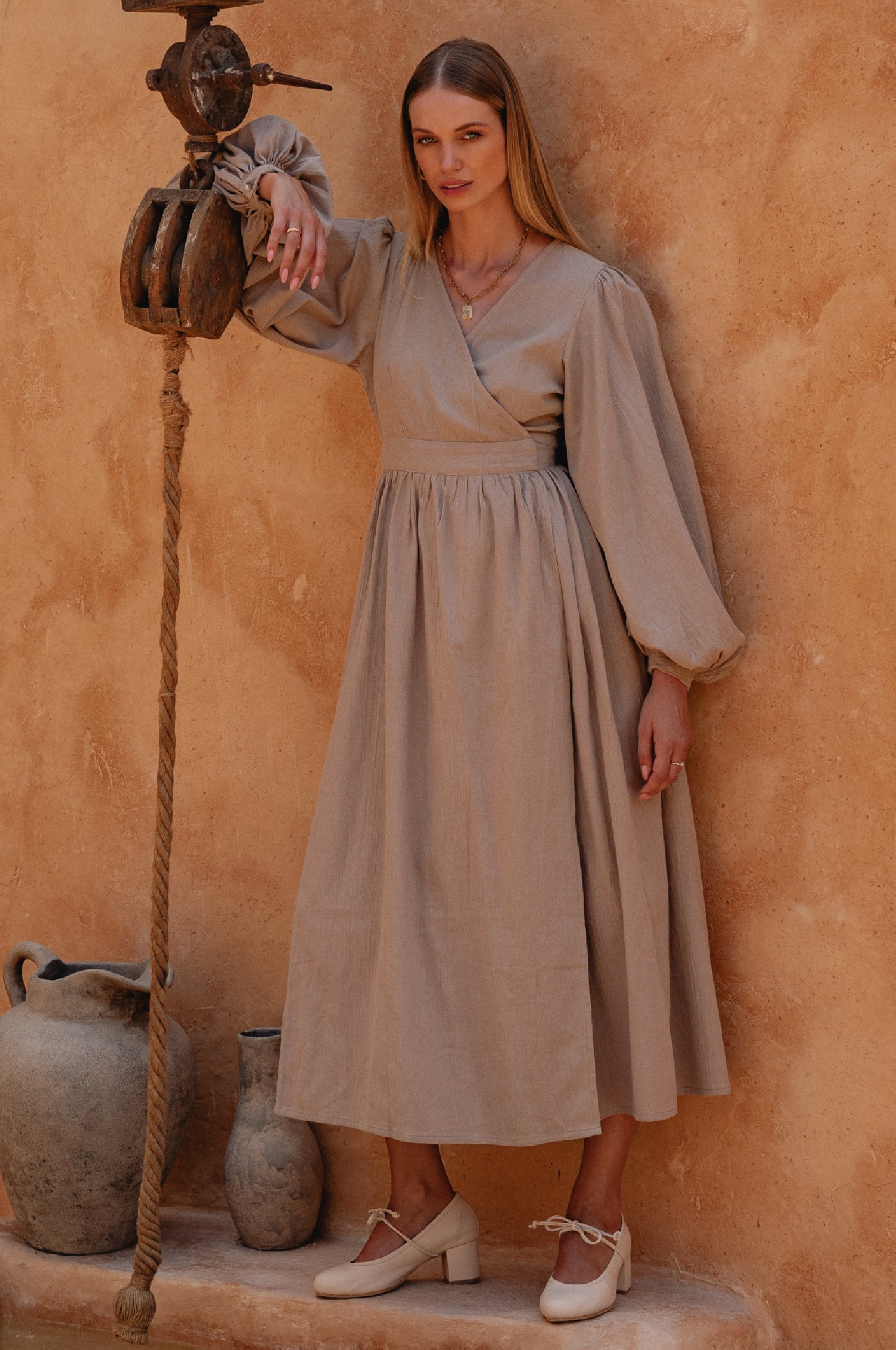 Emerie Long Sleeve Wrap Dress-thumbmail-3