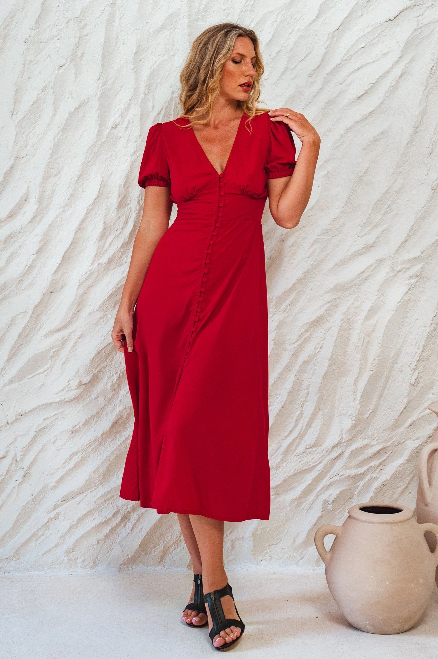 Emilia Button Down Midi Dress-thumbmail-2