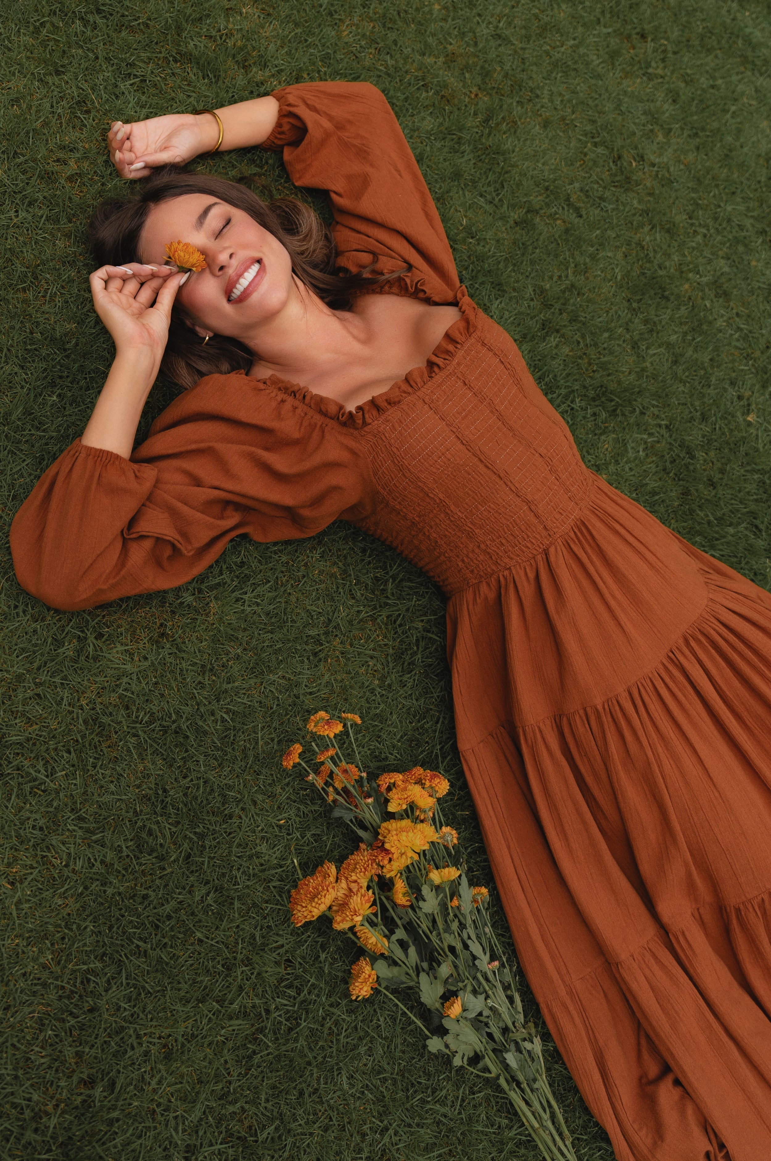 Evangeline Tiered Linen Midi Dress-thumbmail-1
