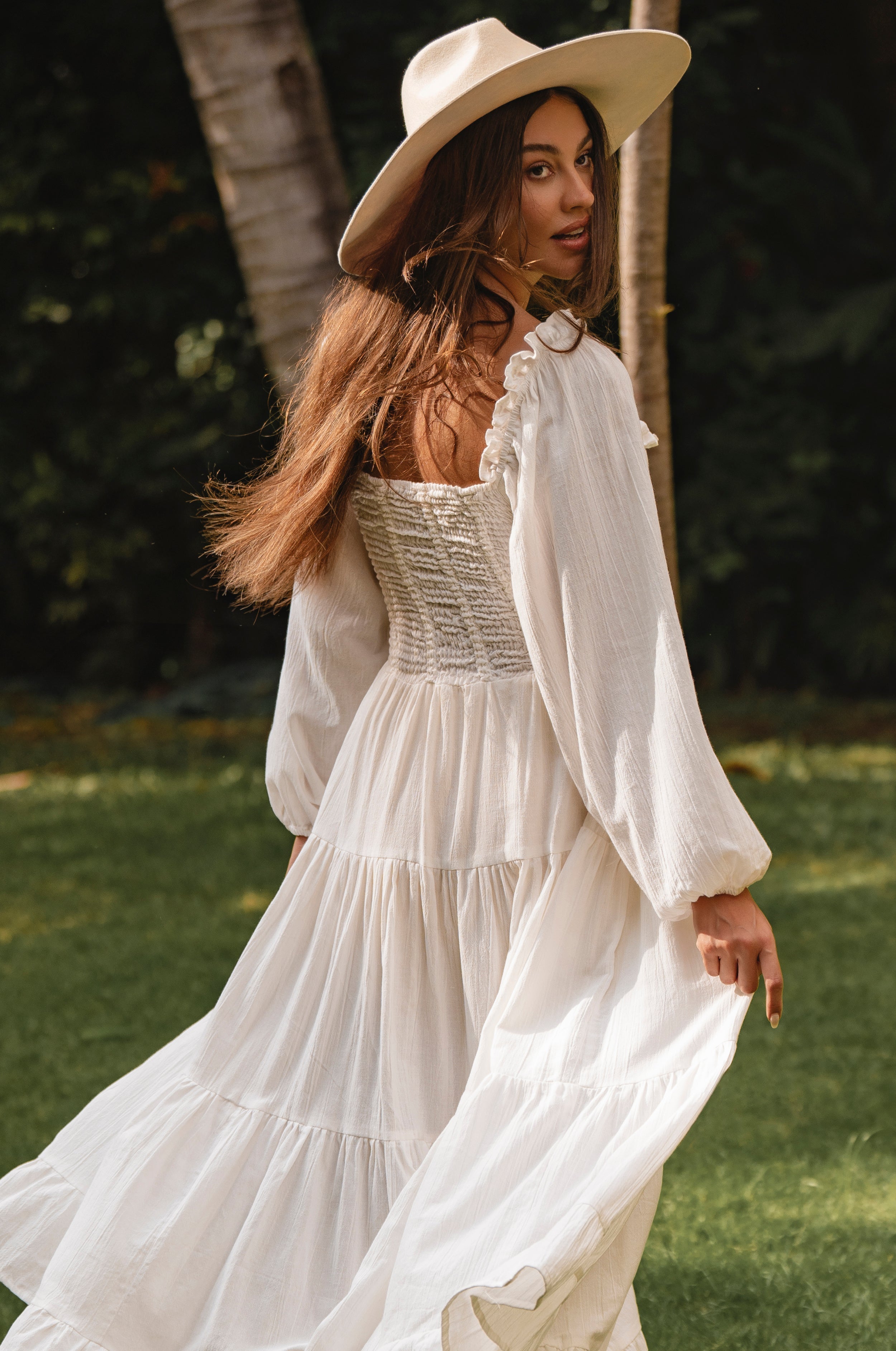 Evangeline Tiered Linen Midi Dress-thumbmail-6