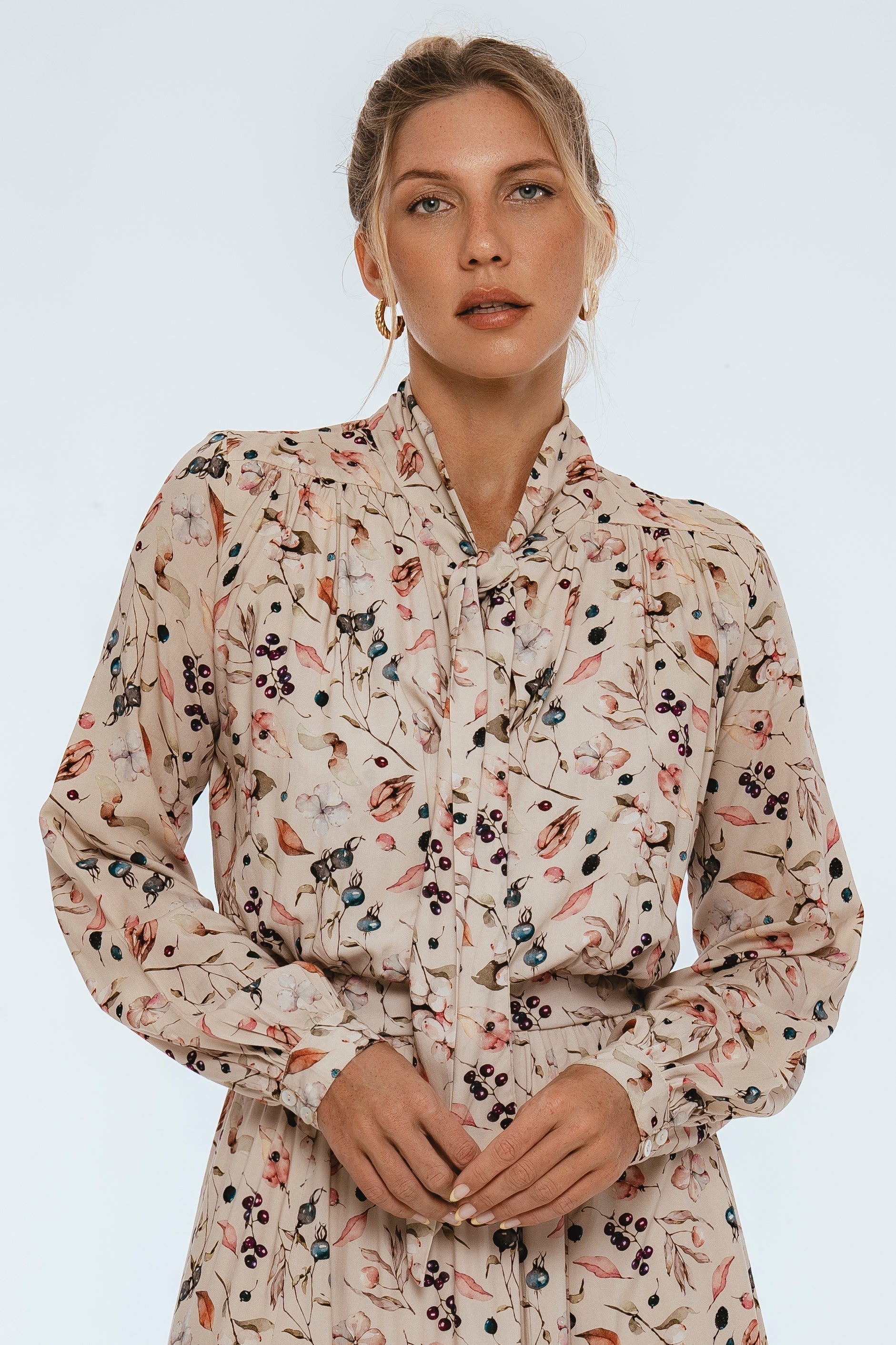 Evelina Long Sleeve Midi Dress-thumbmail-1