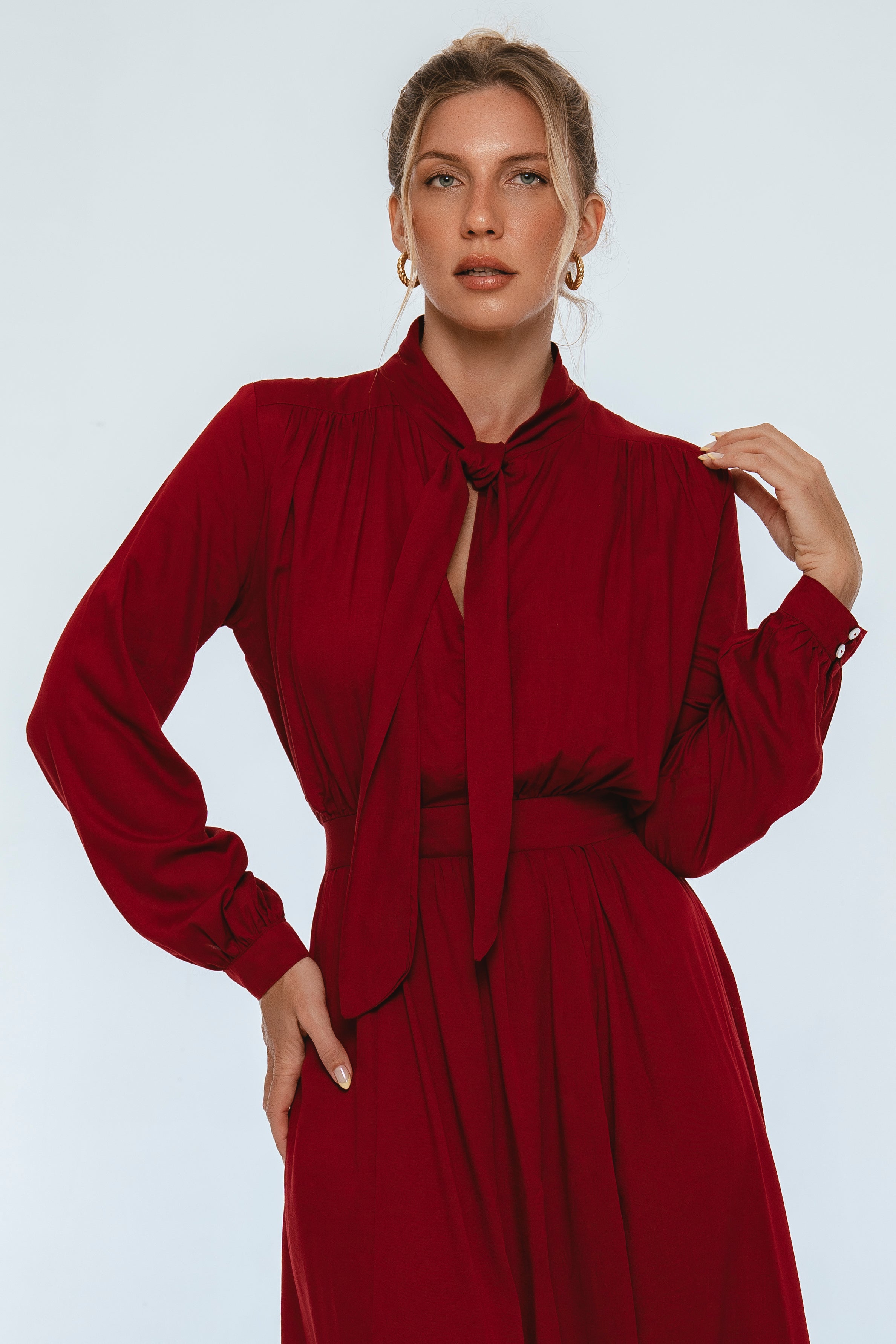 Evelina Long Sleeve Midi Dress-thumbmail-1