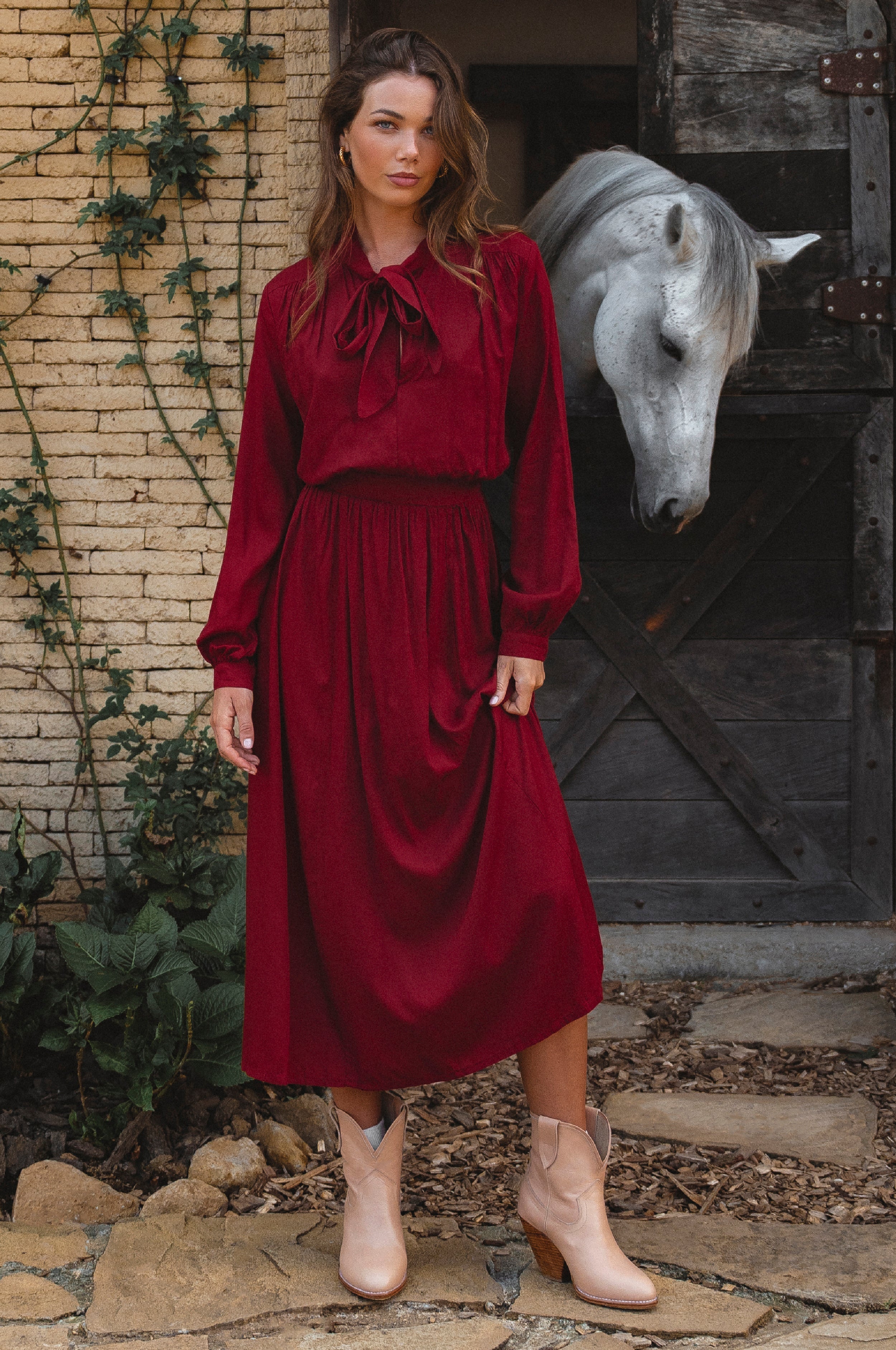 Evelina Long Sleeve Midi Dress-thumbmail-7