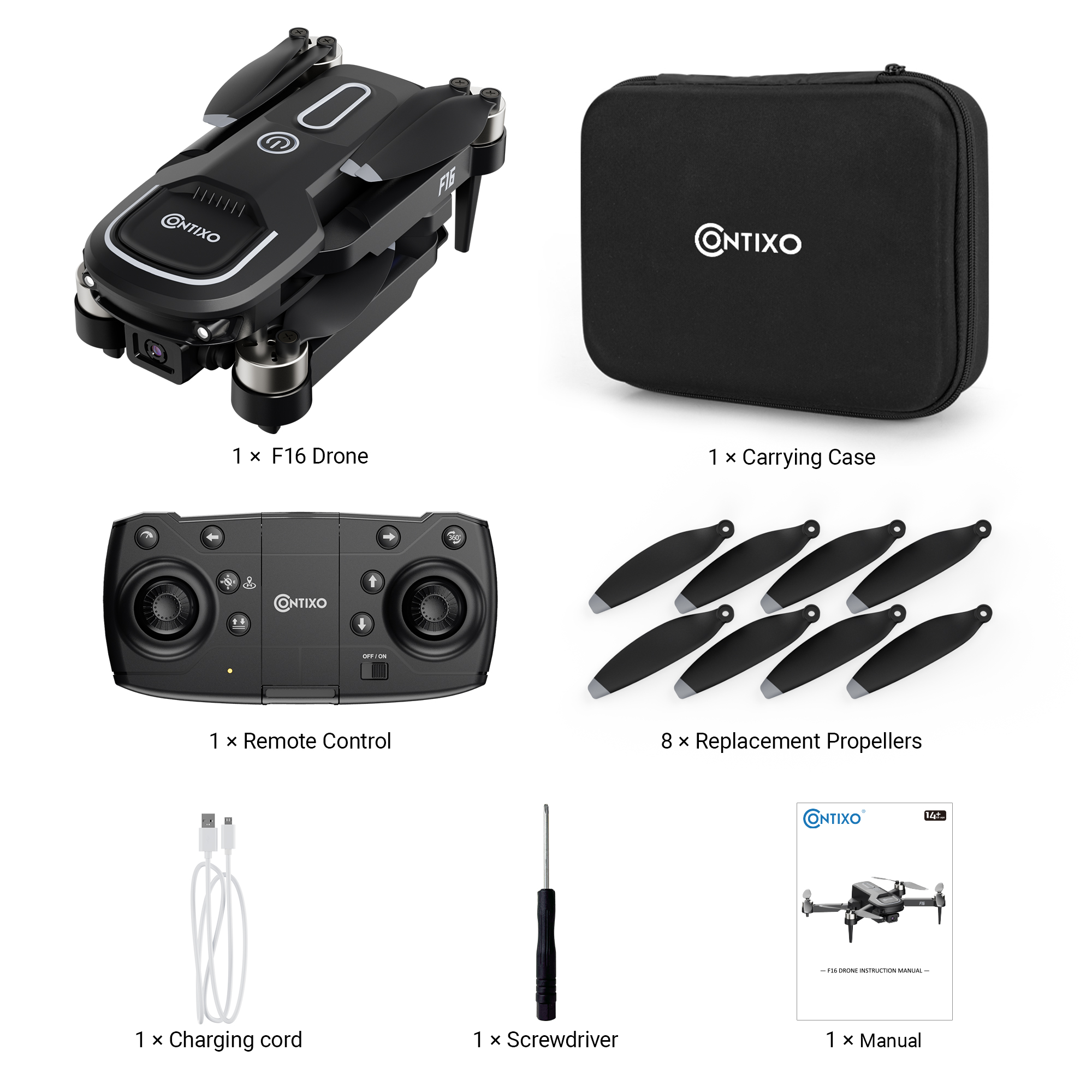 Contixo F16 Stunt Drone - 1080P HD Camera, Foldable Design, Wi-Fi FPV, 16-Min Flight - 2024-thumbmail-9
