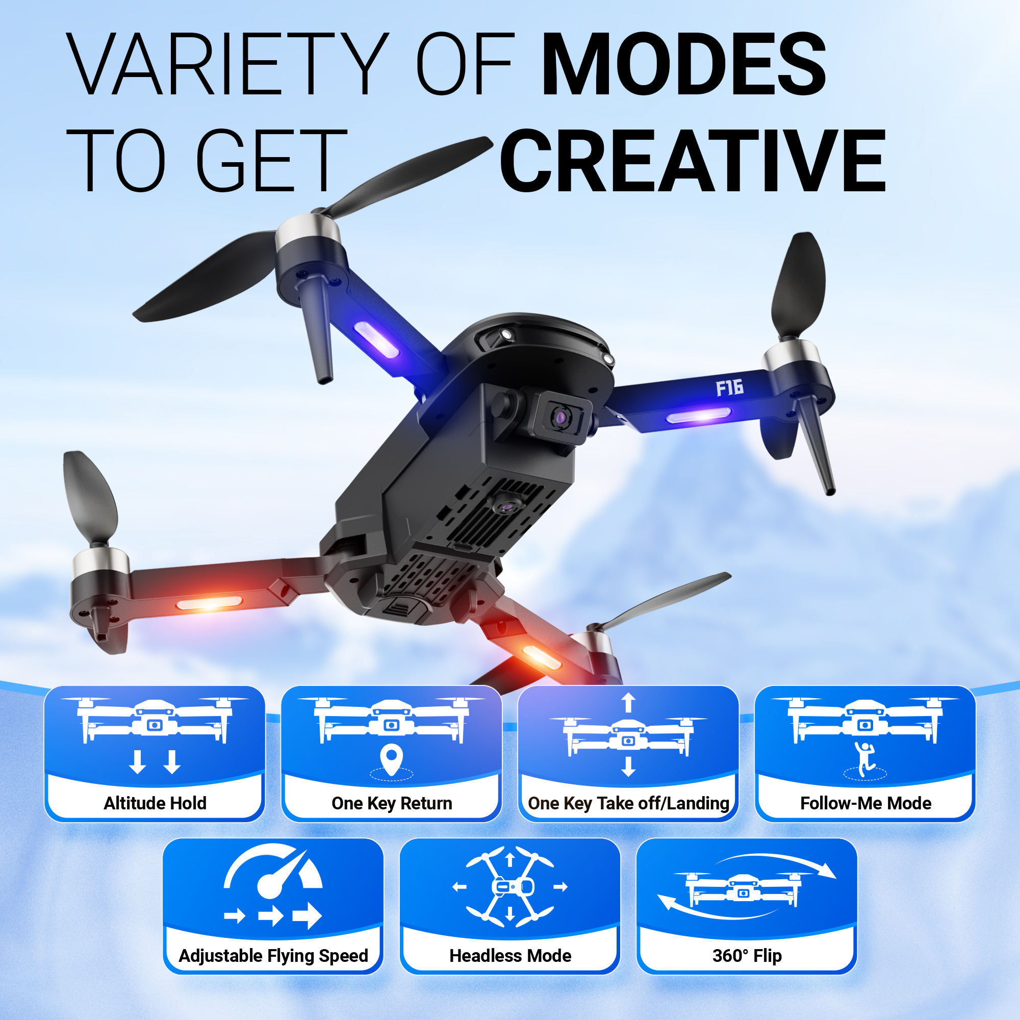 Contixo F16 Stunt Drone - 1080P HD Camera, Foldable Design, Wi-Fi FPV, 16-Min Flight - 2024-thumbmail-3