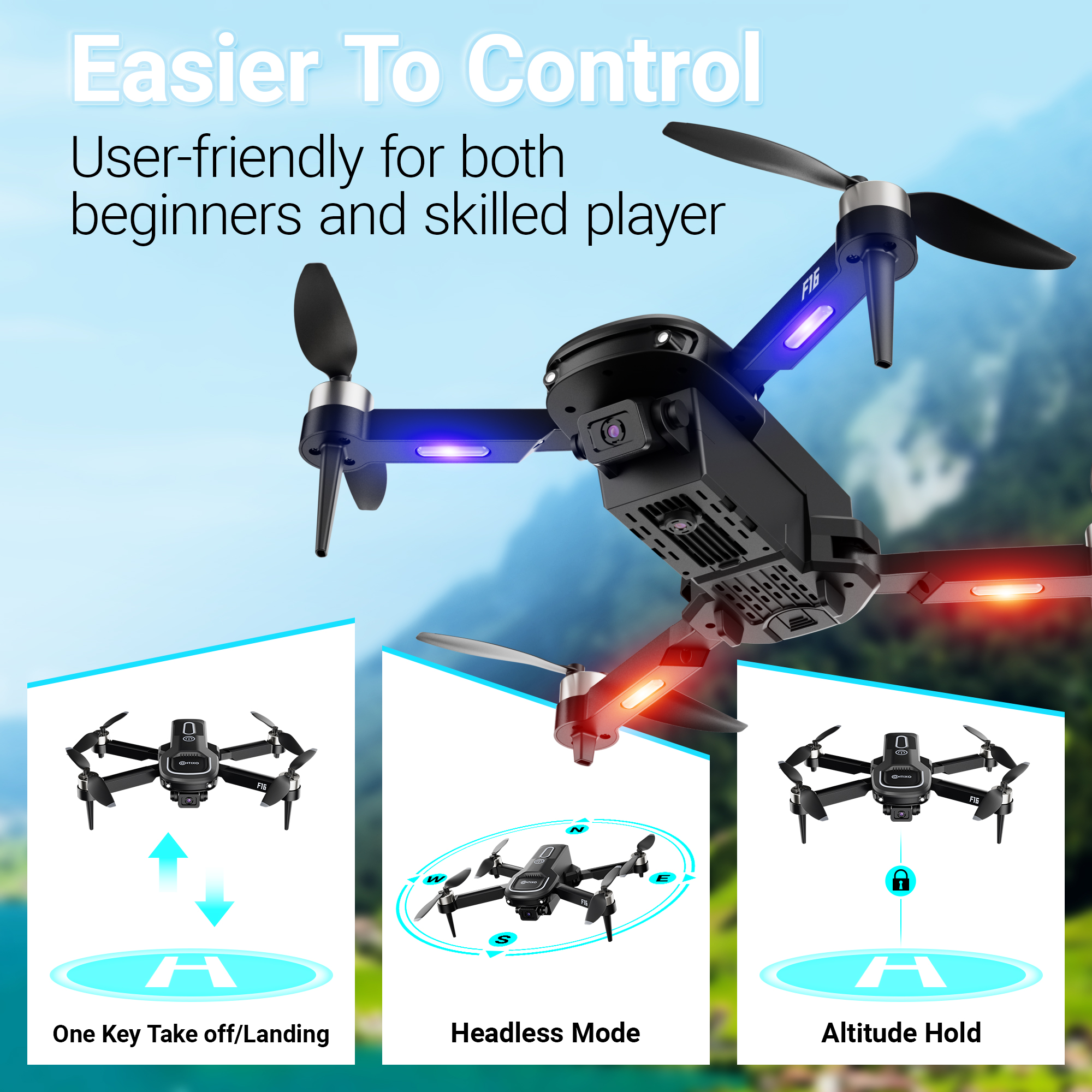 Contixo F16 Stunt Drone - 1080P HD Camera, Foldable Design, Wi-Fi FPV, 16-Min Flight - 2024-thumbmail-5