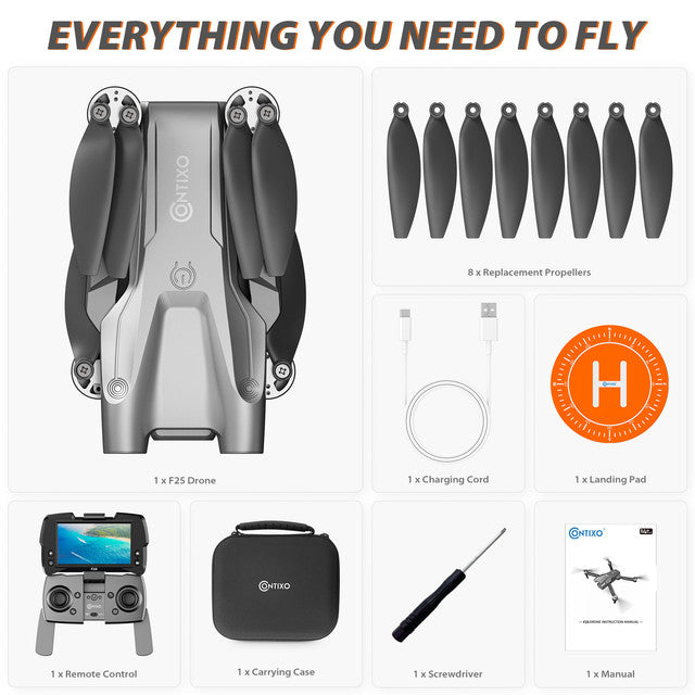 Contixo F25 Mini Drone - 1080p FHD Camera, GPS, 4.3- FPV Screen, Smart Flight Modes, Brushless Motors, Auto Return, FAA-Exempt,-thumbmail-4
