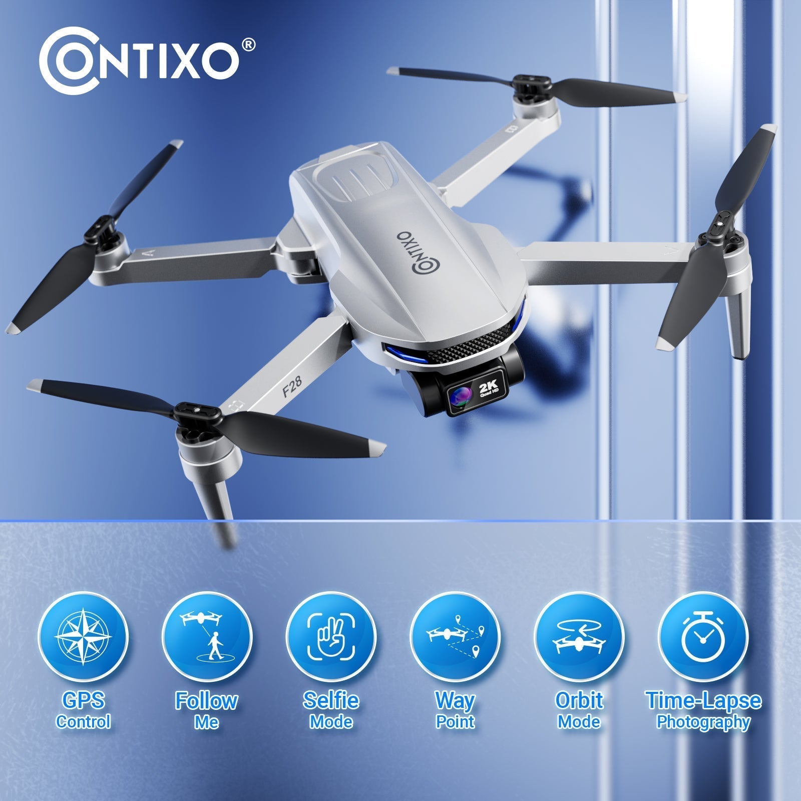 Contixo F28 Foldable Drone With 2K FHD Camera and Carrying Case-thumbmail-4