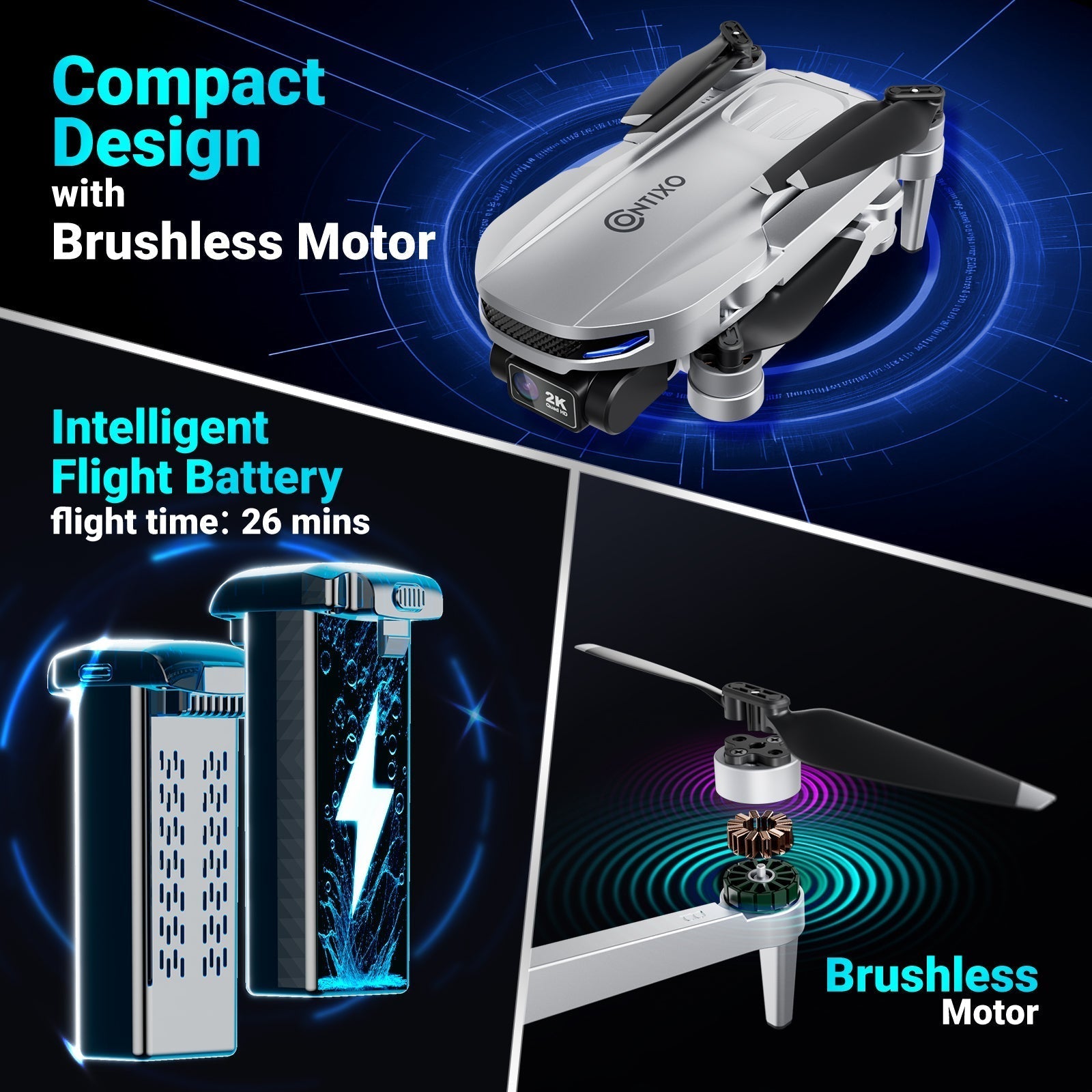 Contixo F28 Foldable Drone With 2K FHD Camera and Carrying Case-thumbmail-6