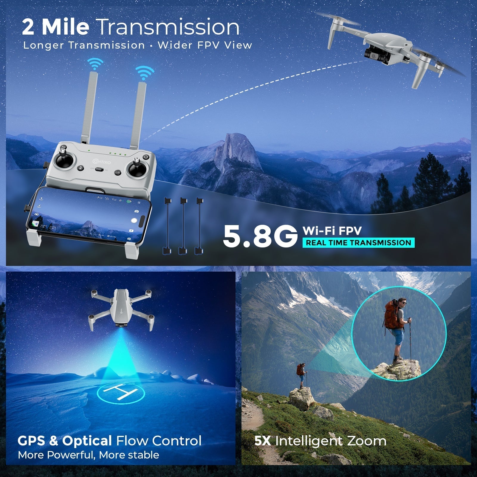 Contixo F36 FPV Drone - Foldable, 4K HD Camera, 64GB Card & Case-thumbmail-8