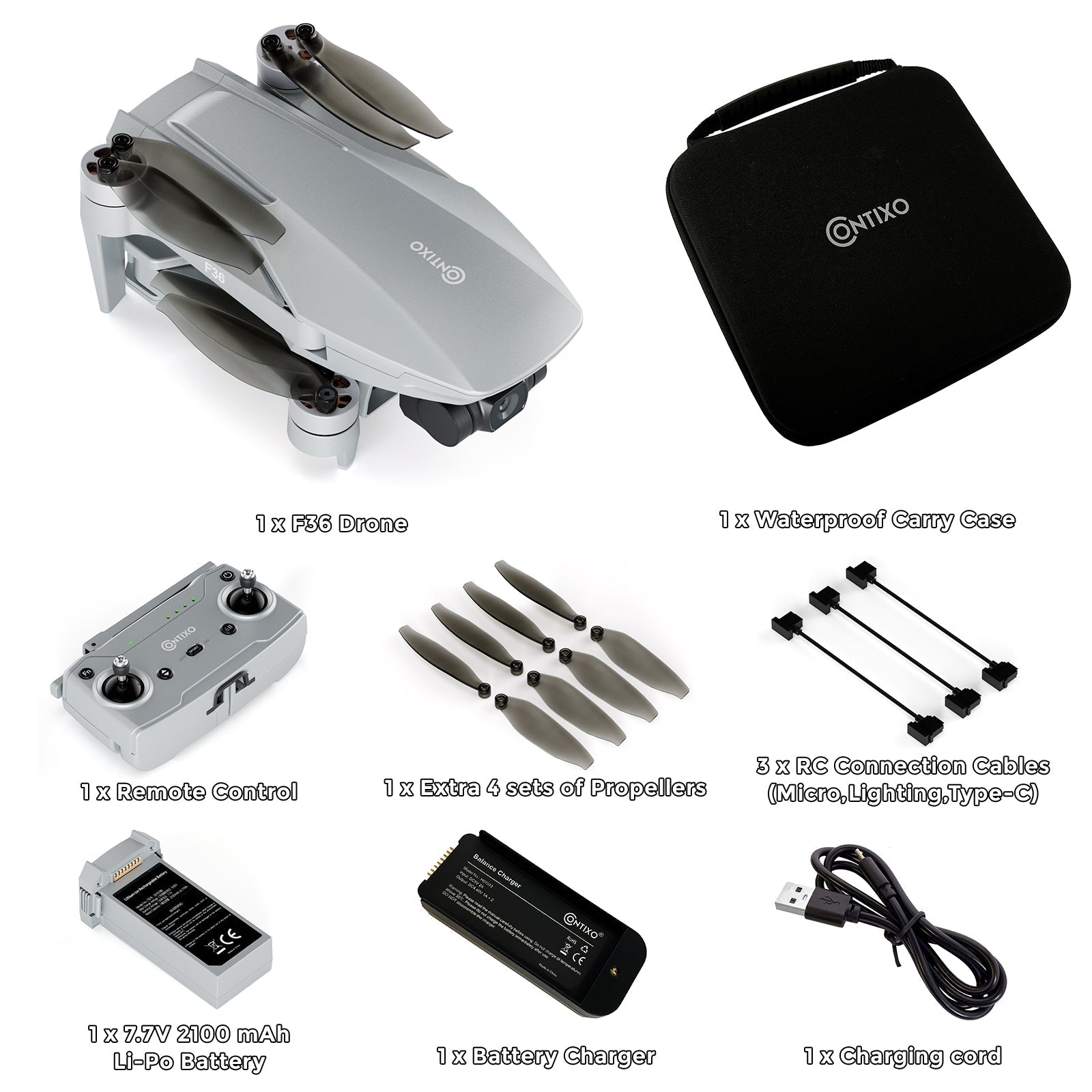 Contixo F36 FPV Drone - Foldable, 4K HD Camera, 64GB Card & Case-thumbmail-9