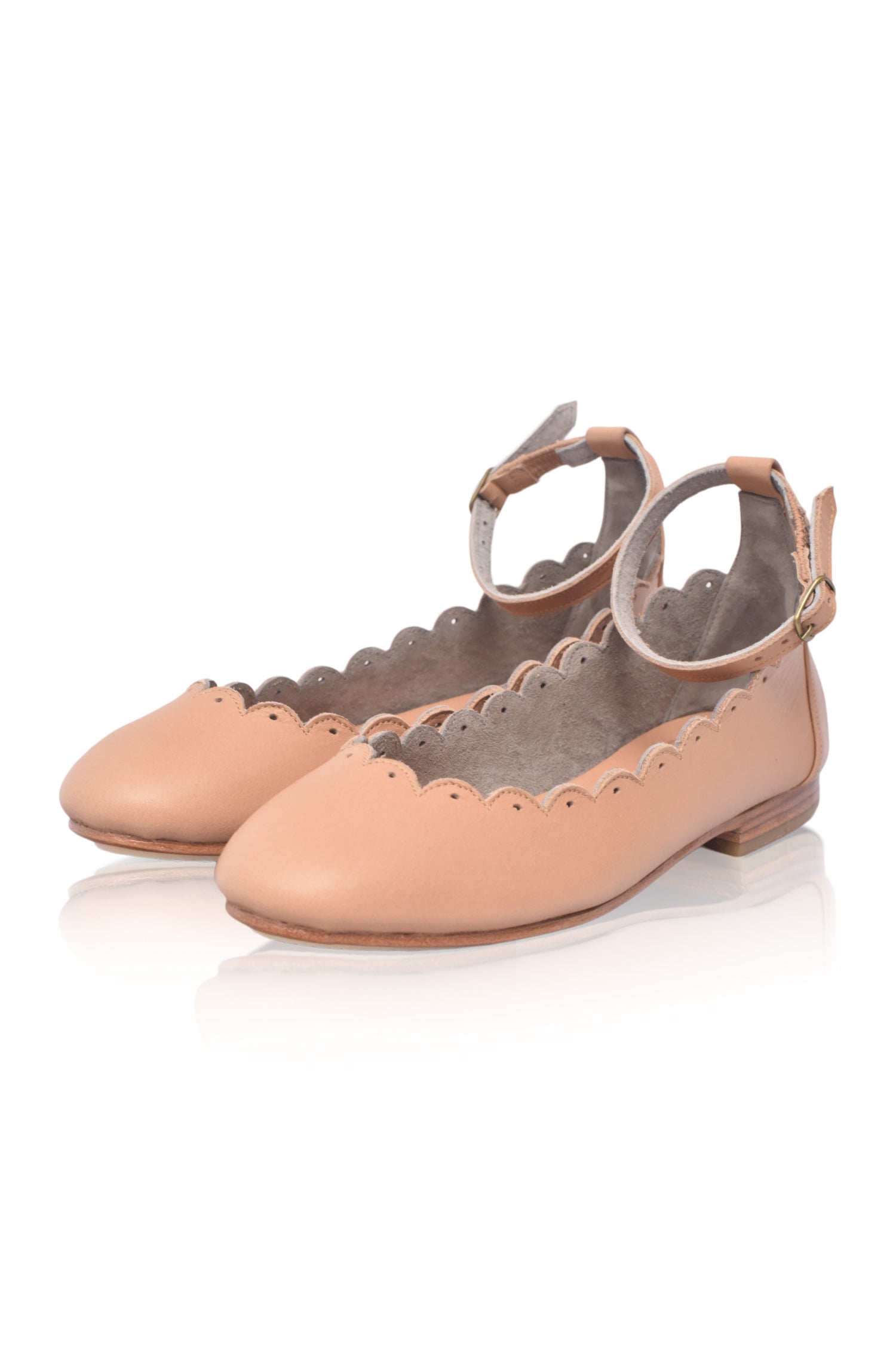 Fleur Scalloped Leather Ballet Flats-thumbmail-1