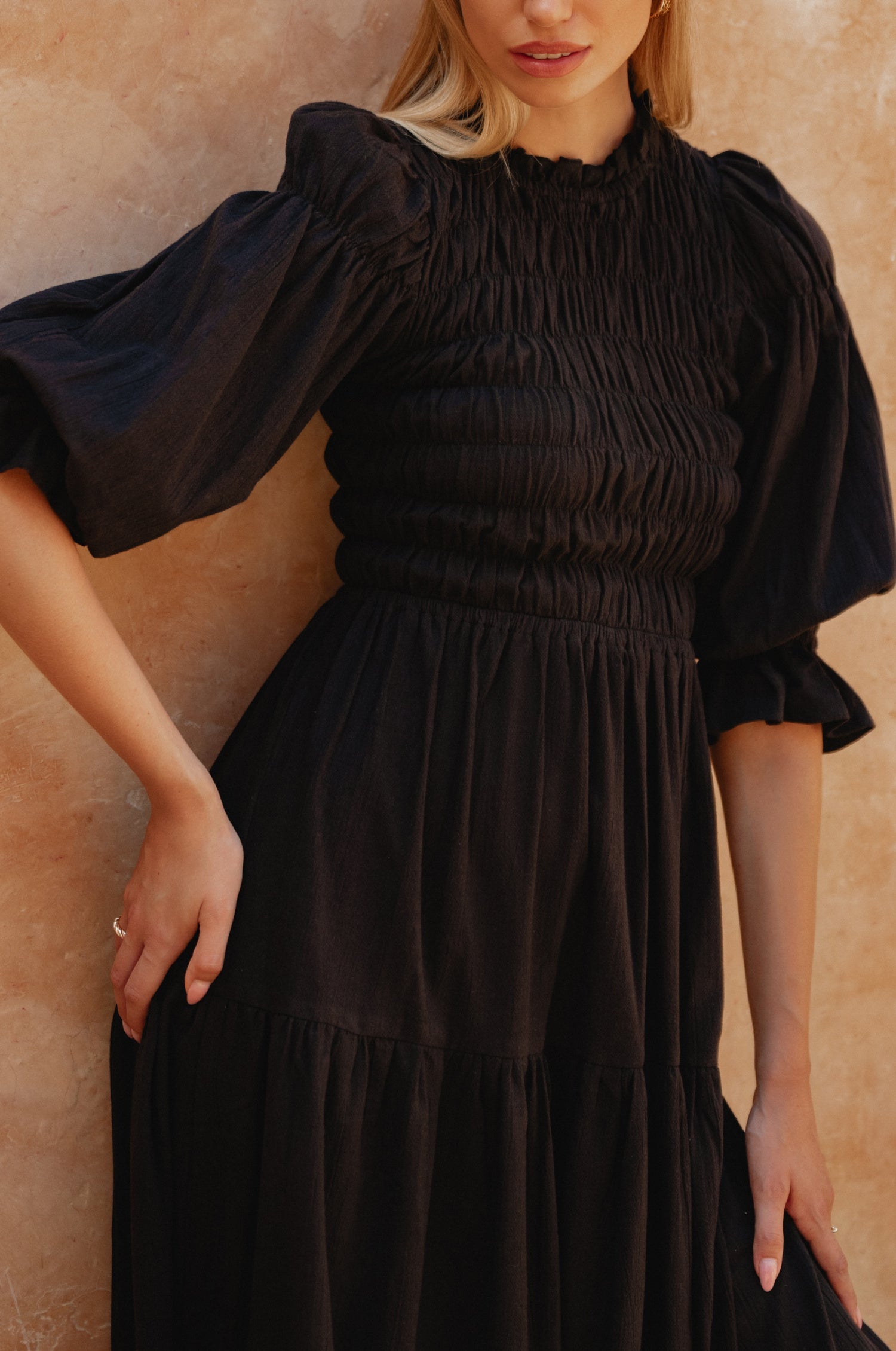 Florence Smocked Linen Midi Dress-thumbmail-11