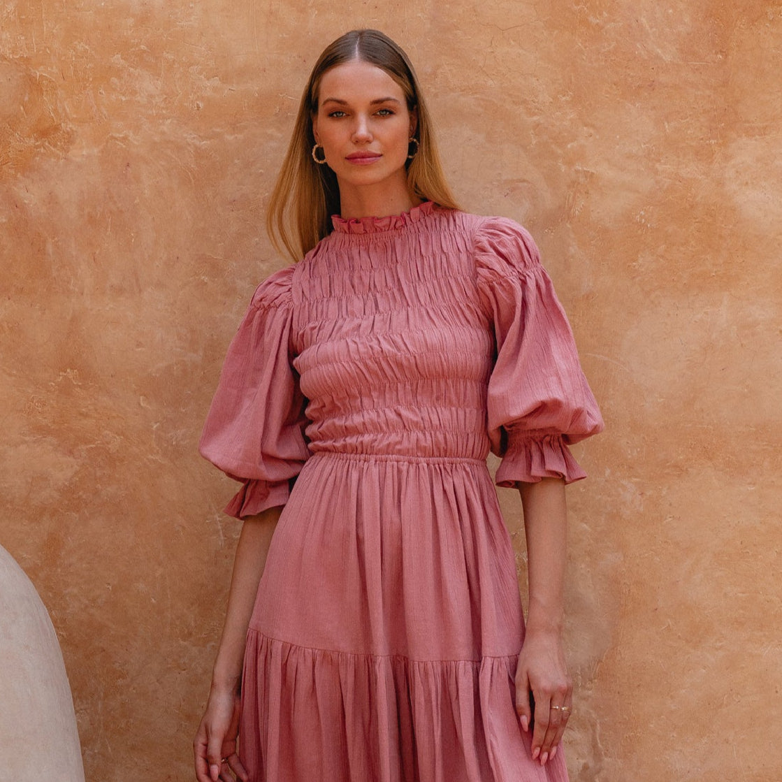 Florence Smocked Linen Midi Dress-thumbmail-8