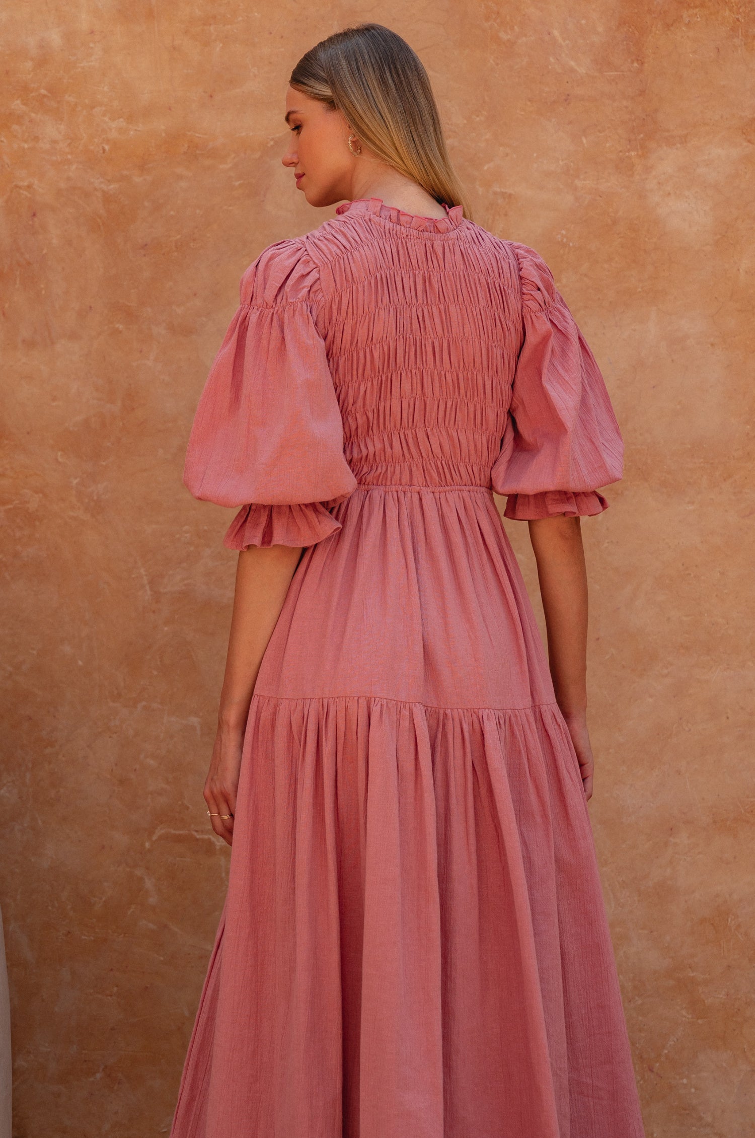 Florence Smocked Linen Midi Dress-thumbmail-3