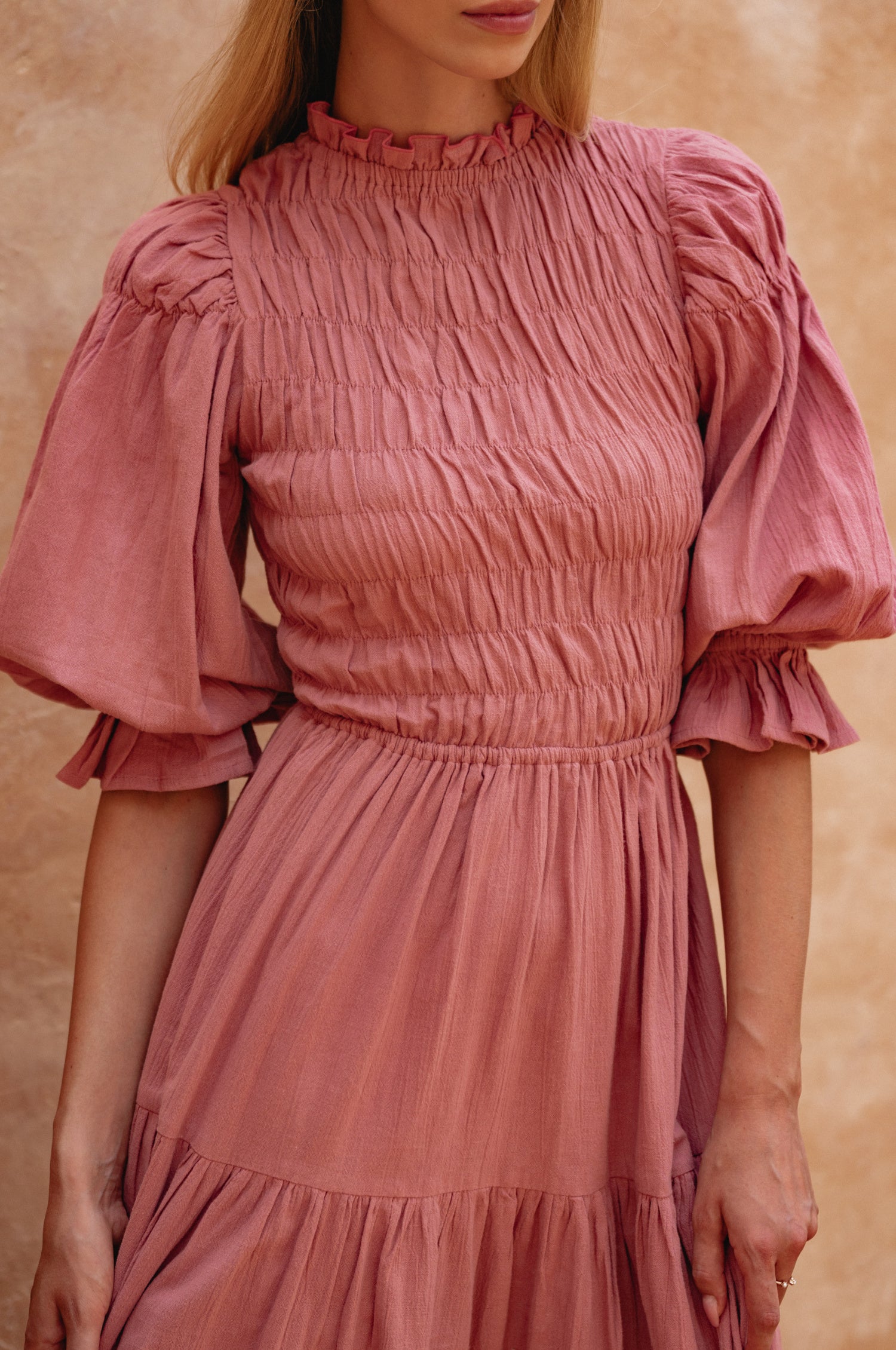 Florence Smocked Linen Midi Dress-thumbmail-1