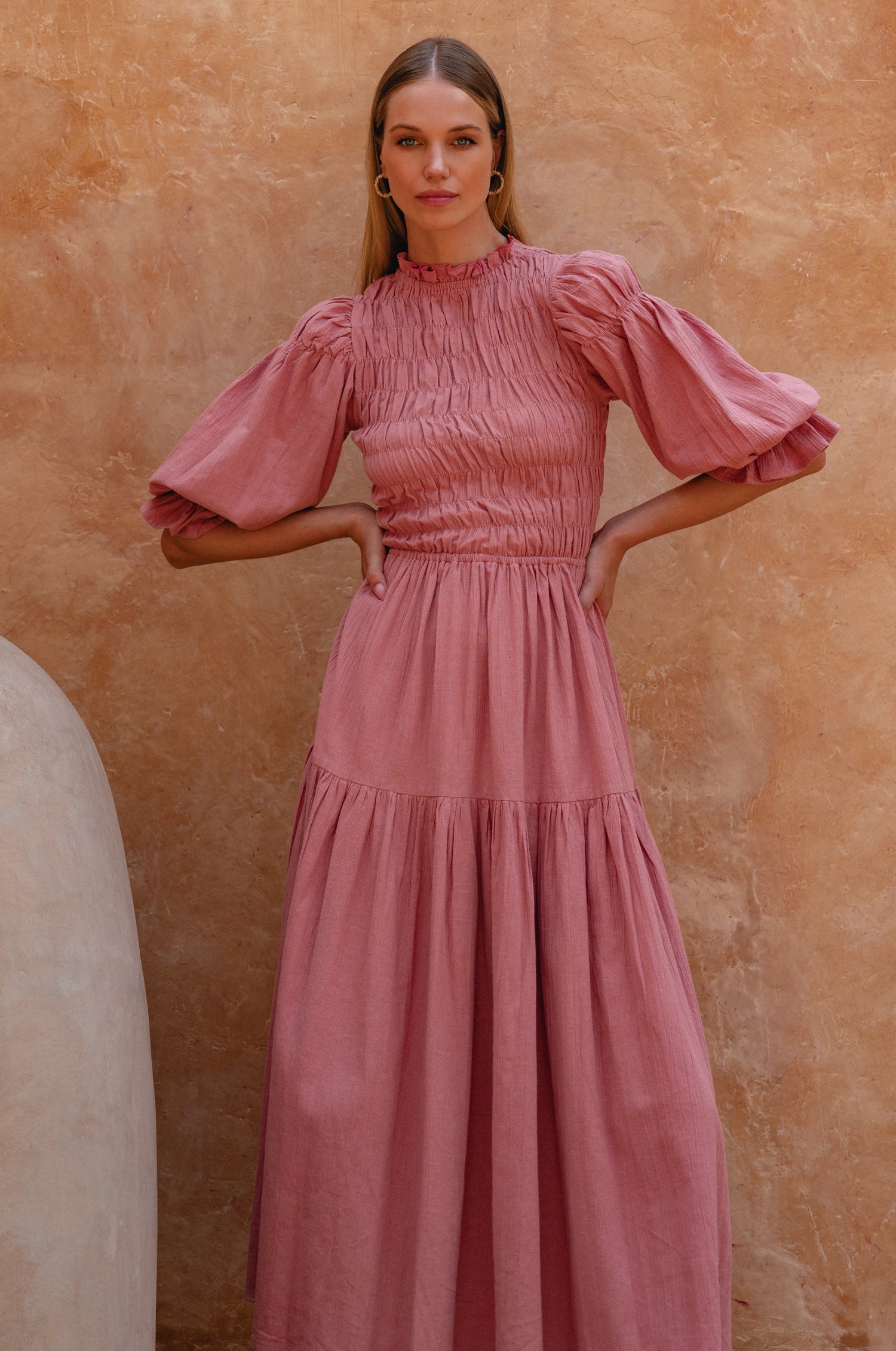 Florence Smocked Linen Midi Dress-thumbmail-9