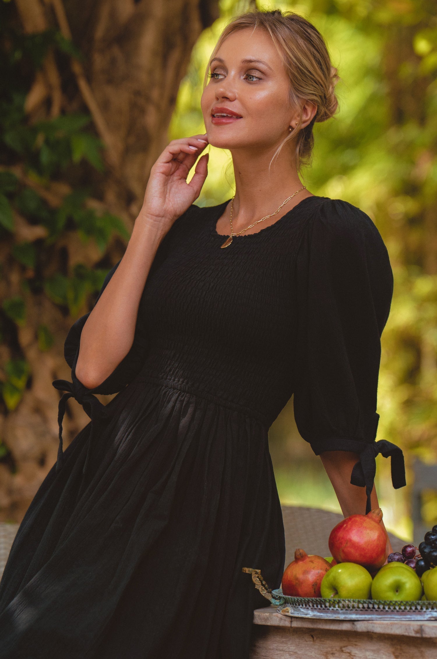 Freya Smocked Linen Midi Dress-thumbmail-4