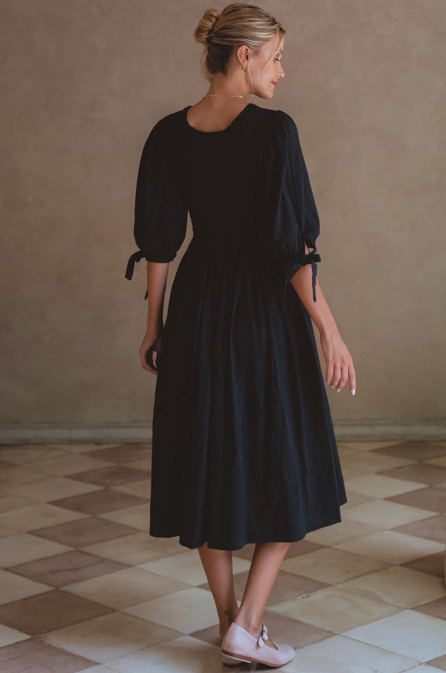 Freya Smocked Linen Midi Dress-thumbmail-6