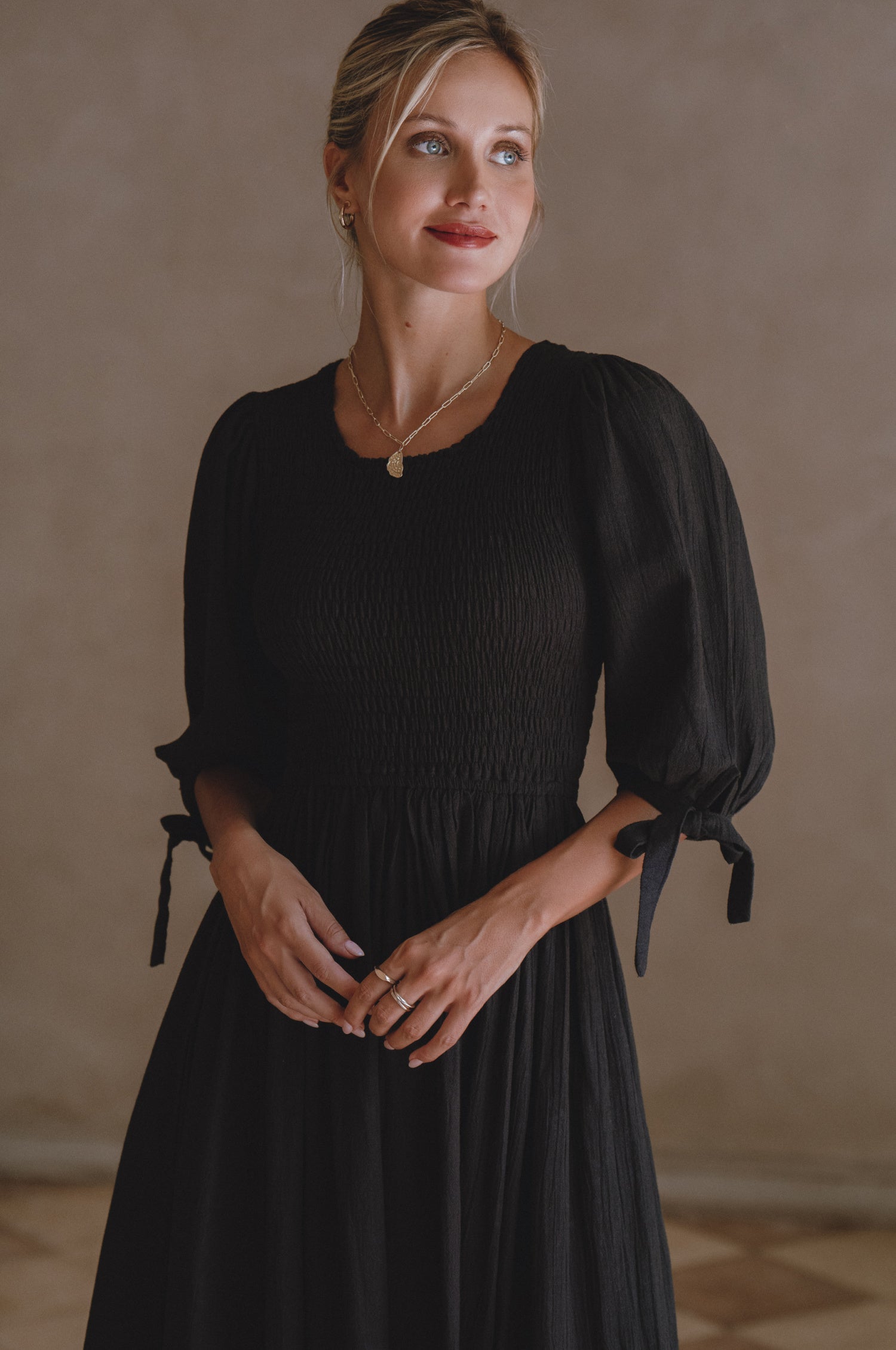 Freya Smocked Linen Midi Dress-thumbmail-8