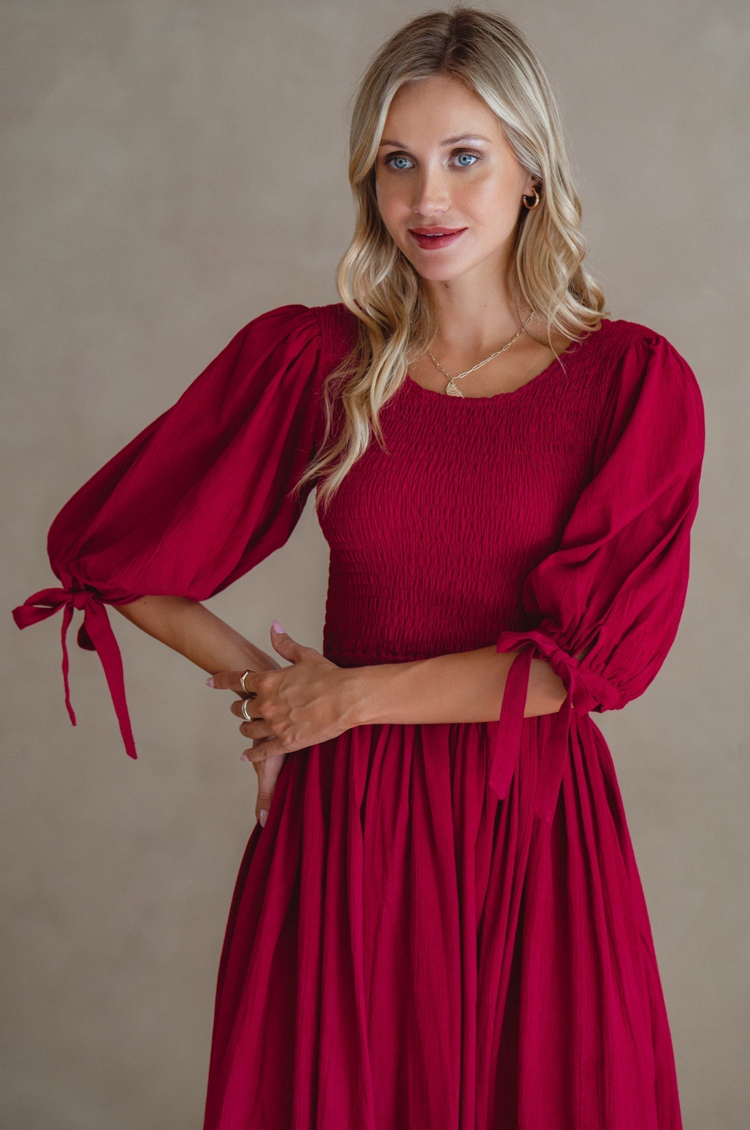 Freya Smocked Linen Midi Dress-thumbmail-12