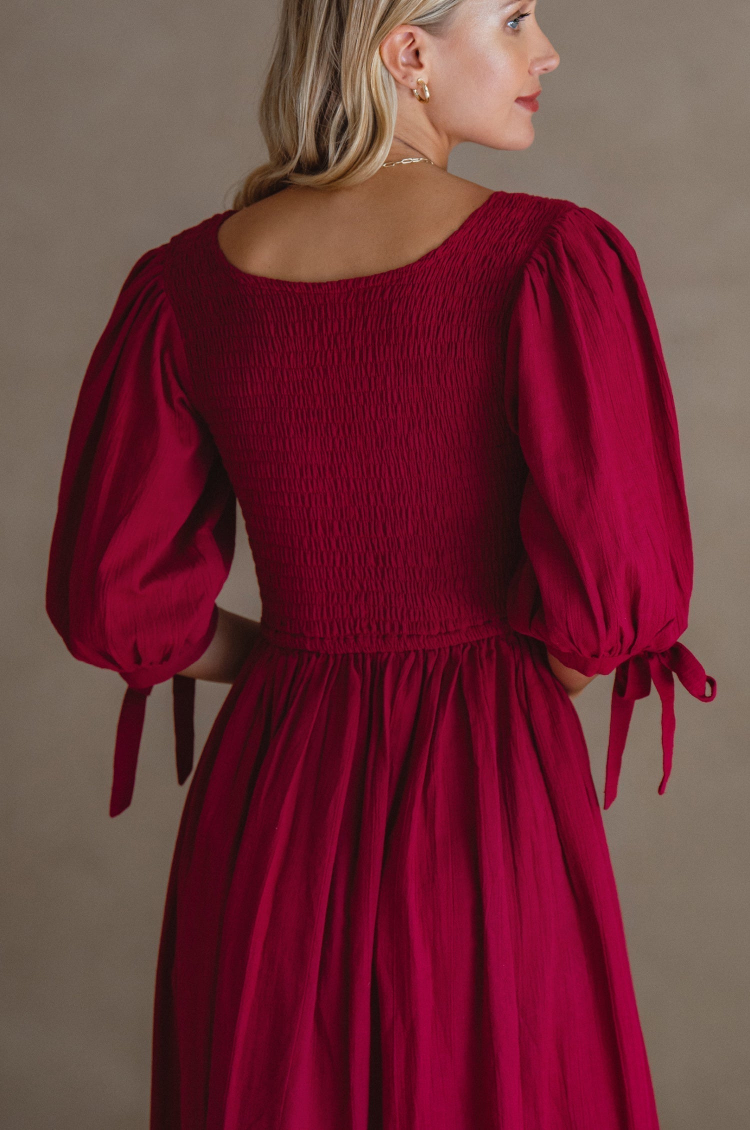 Freya Smocked Linen Midi Dress-thumbmail-6