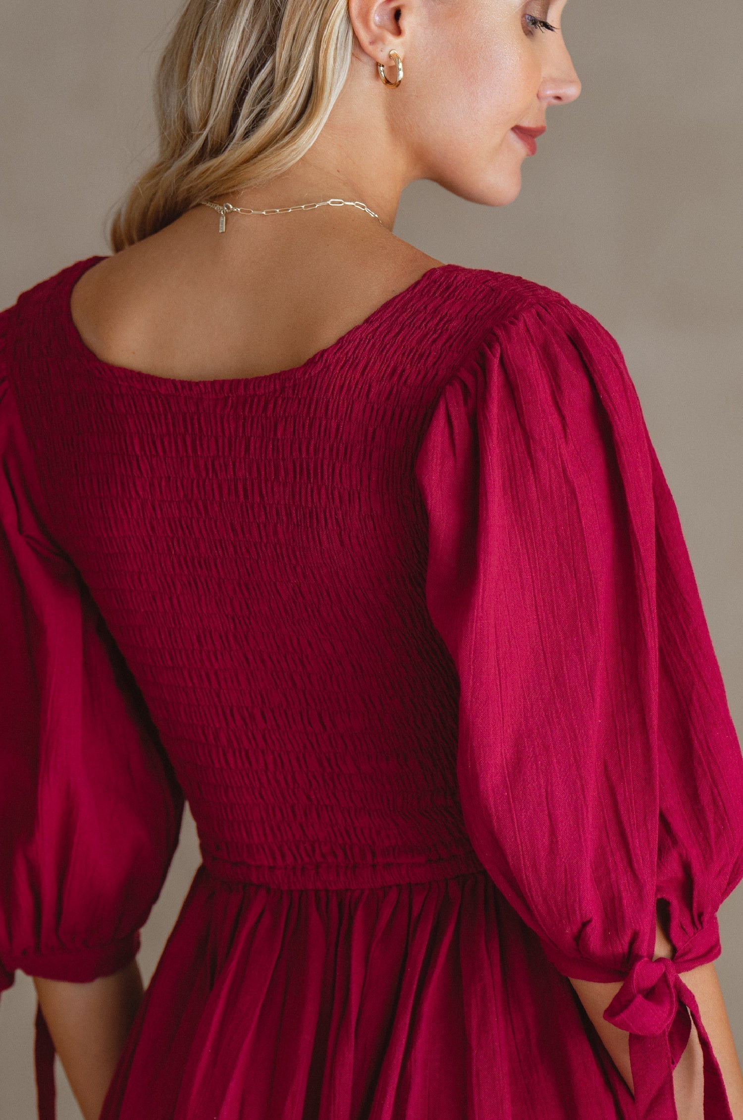 Freya Smocked Linen Midi Dress-thumbmail-8