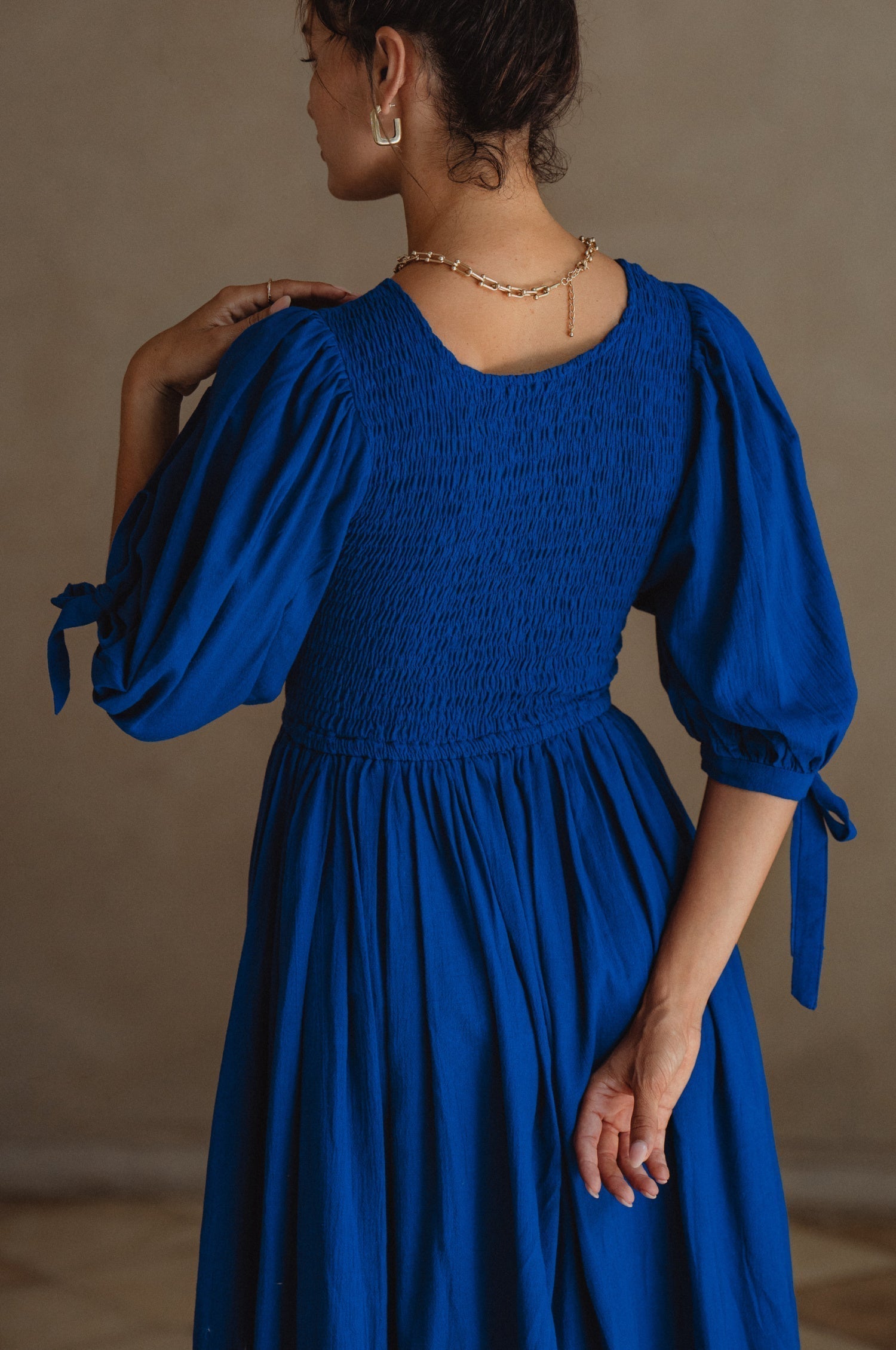 Freya Smocked Linen Midi Dress-thumbmail-8