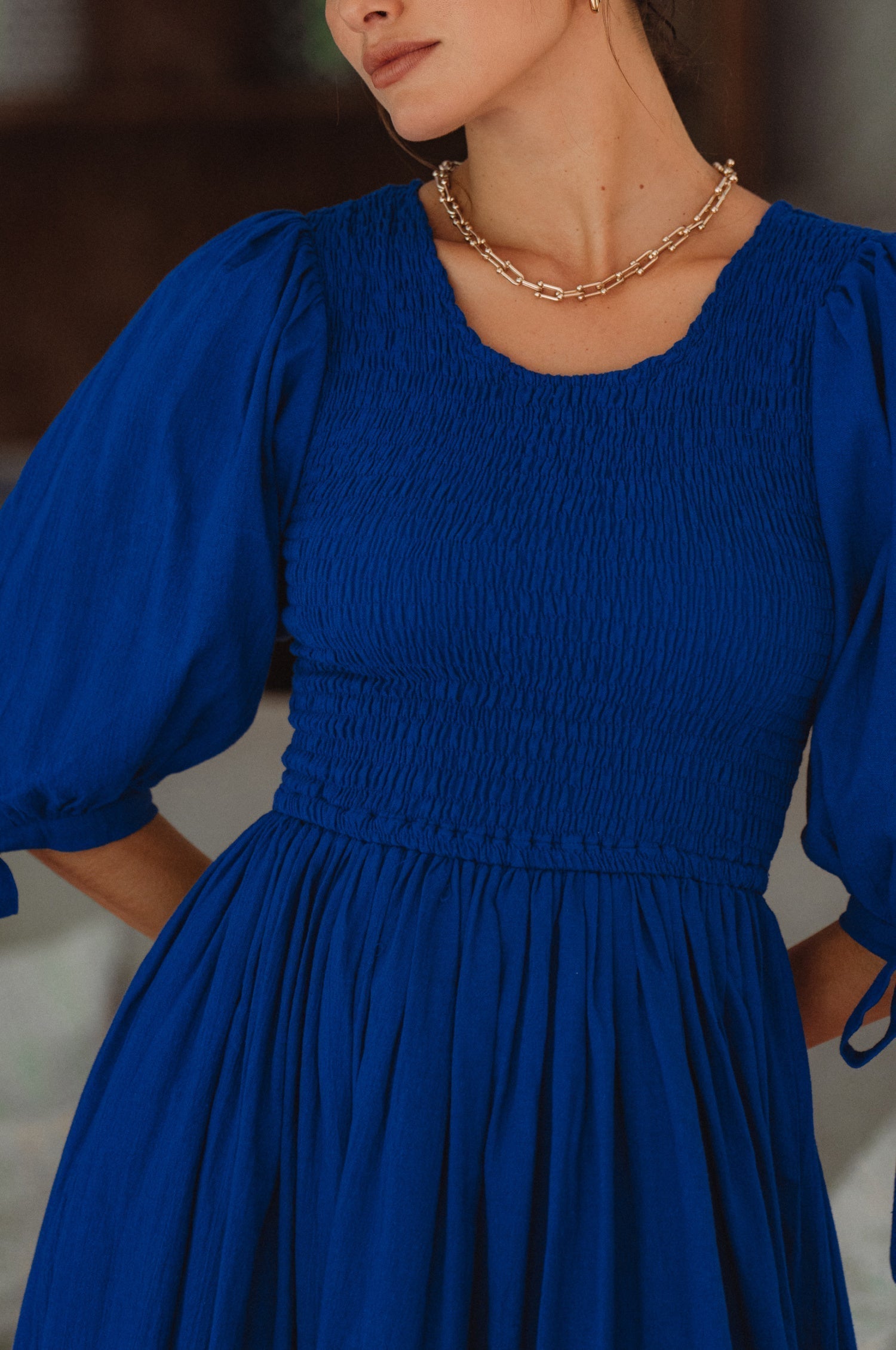 Freya Smocked Linen Midi Dress-thumbmail-11