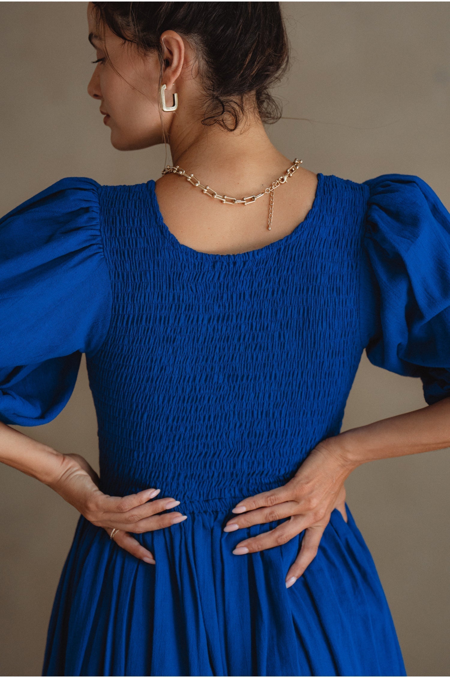Freya Smocked Linen Midi Dress-thumbmail-2