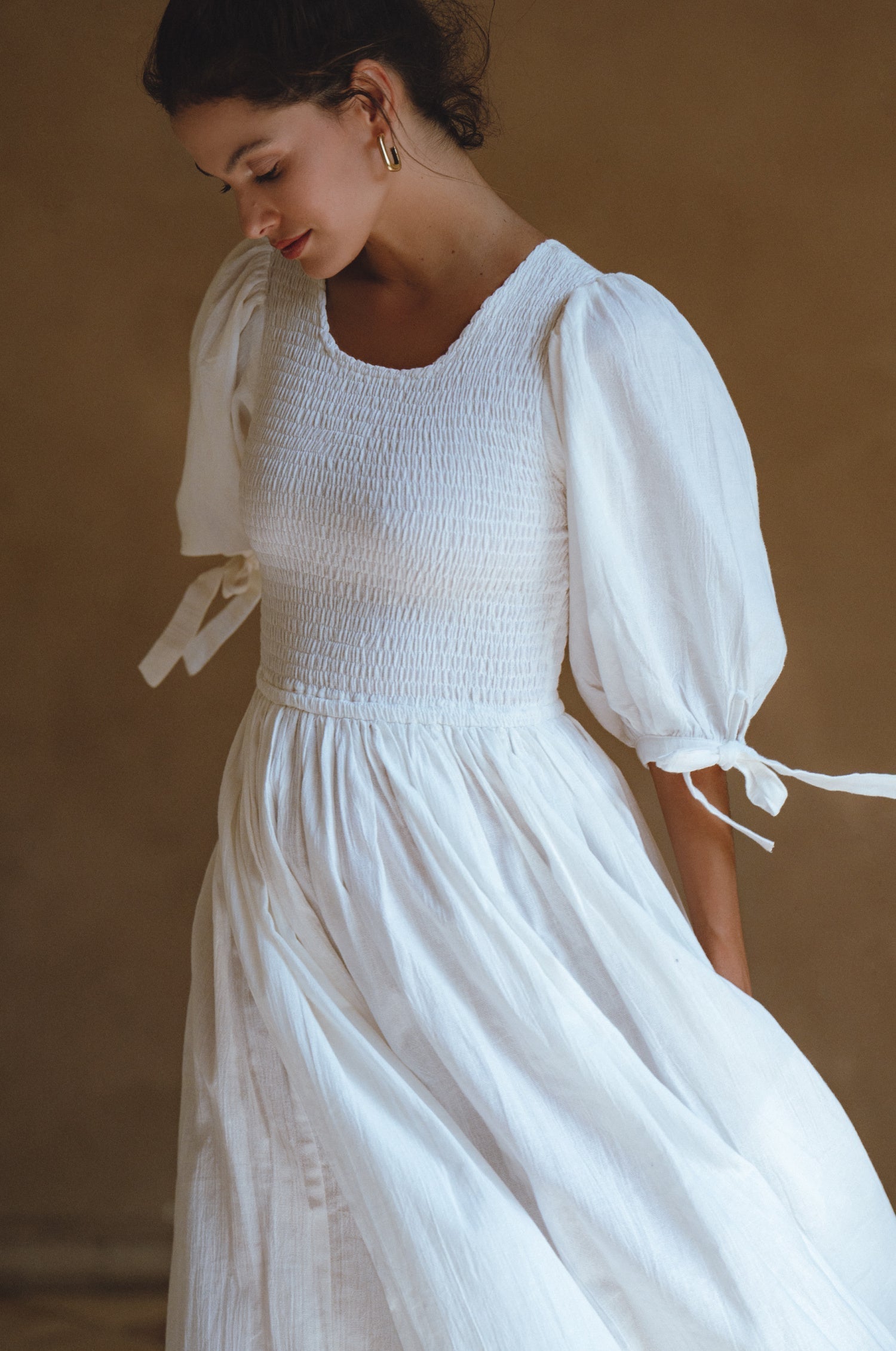 Freya Smocked Linen Midi Dress-thumbmail-7