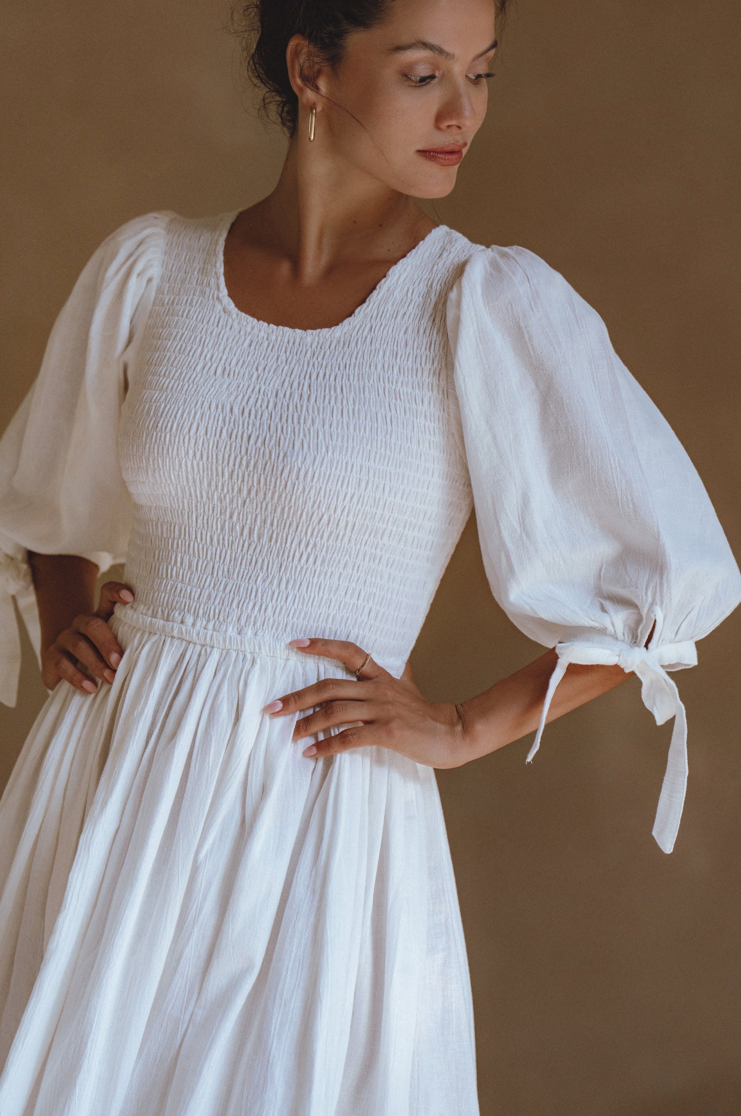 Freya Smocked Linen Midi Dress-thumbmail-10