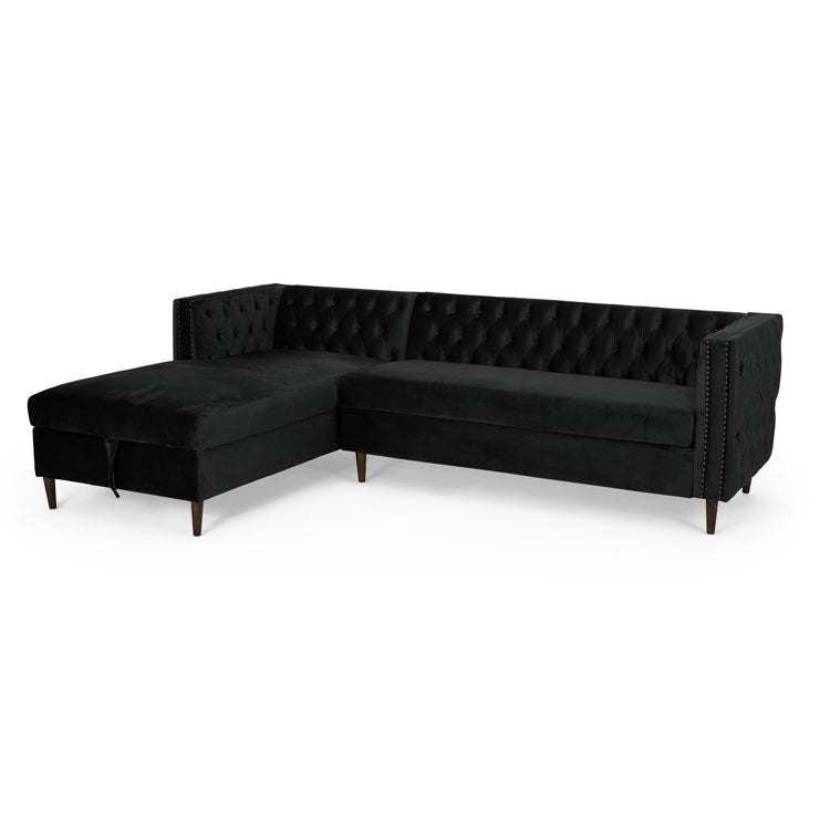 Tufted Velvet Sectional Storage Sofa With Chaise Lounge-thumbmail-7