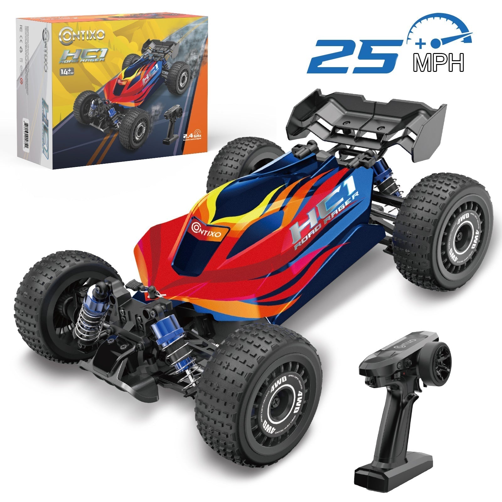 Contixo HC1 Road Rager RC Remote Control High Speed Race Car - 1:16 Scale-thumbmail-1