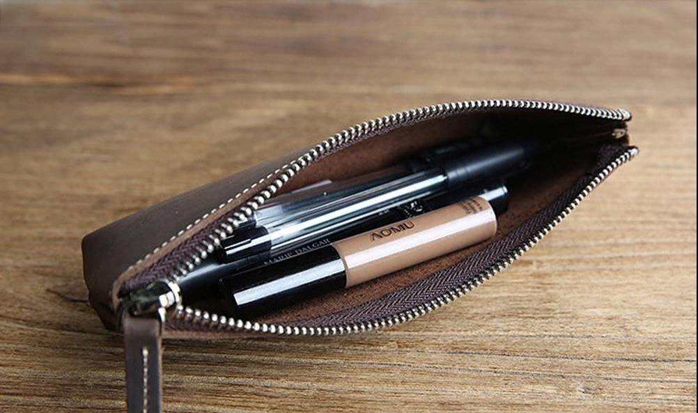 The Pallavi | Handmade Leather Pencil Case - Leather Makeup Bag-thumbmail-1