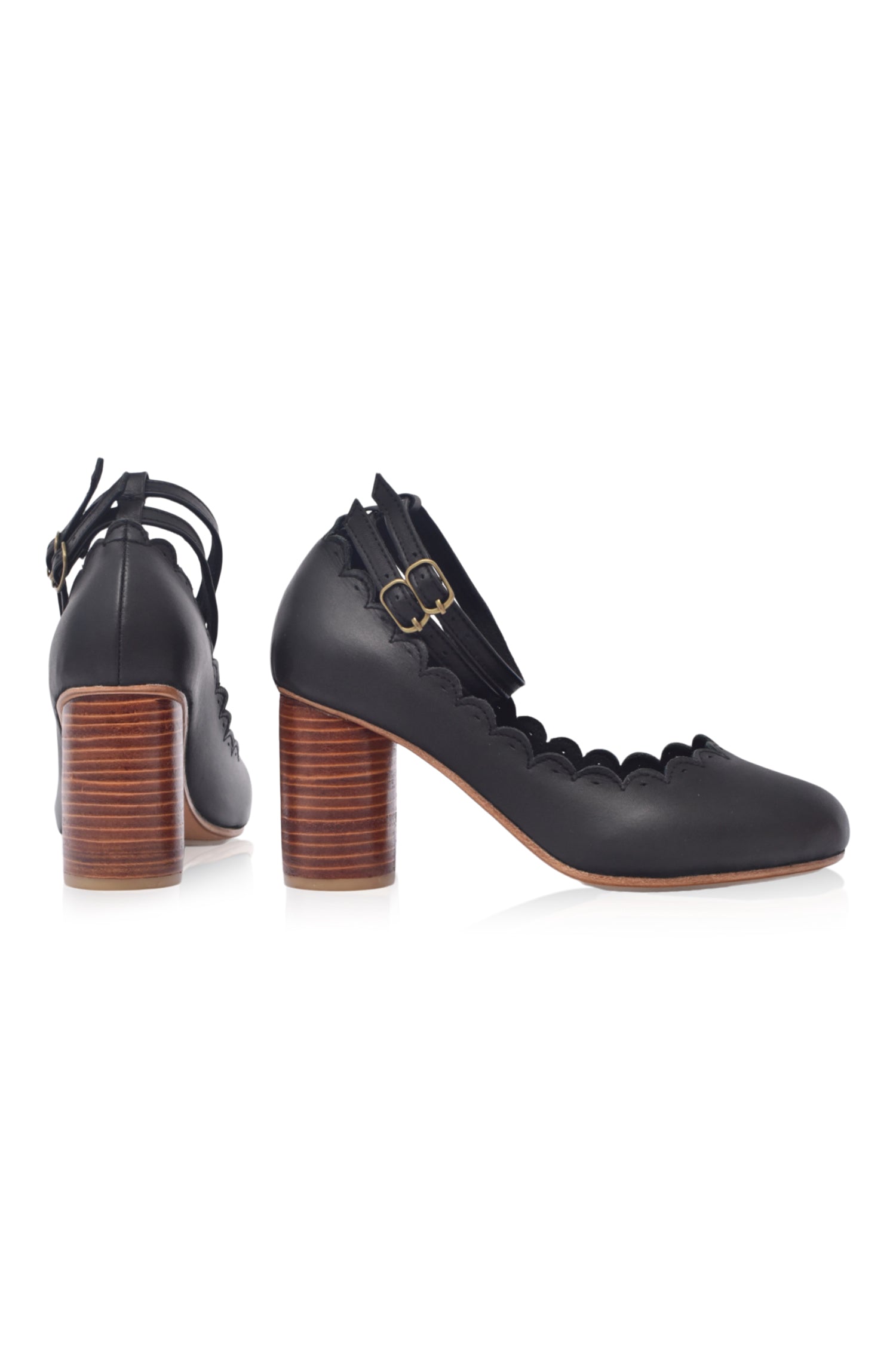 Hermosa Round Heel Leather Pumps-thumbmail-6