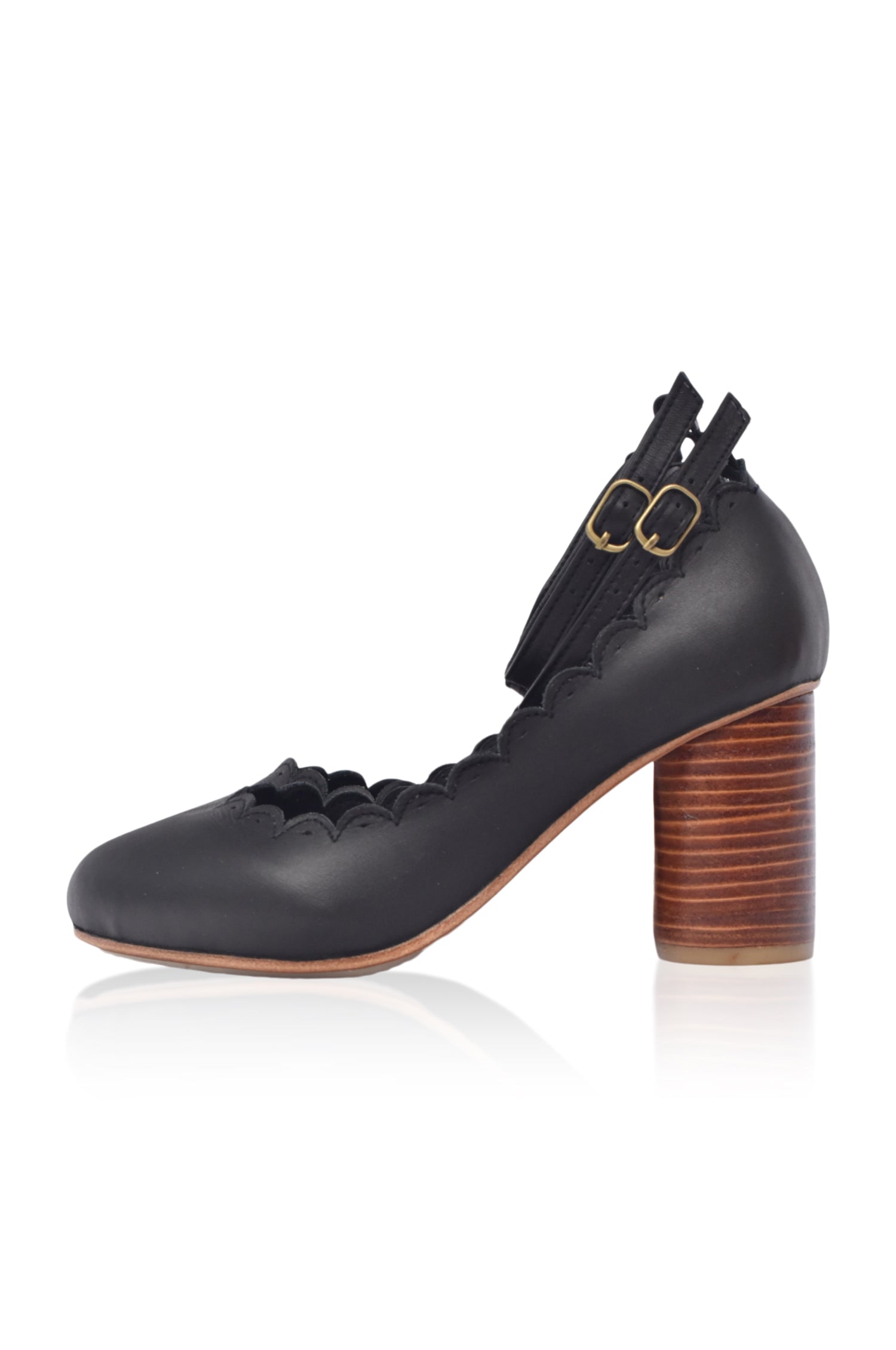Hermosa Round Heel Leather Pumps-thumbmail-3