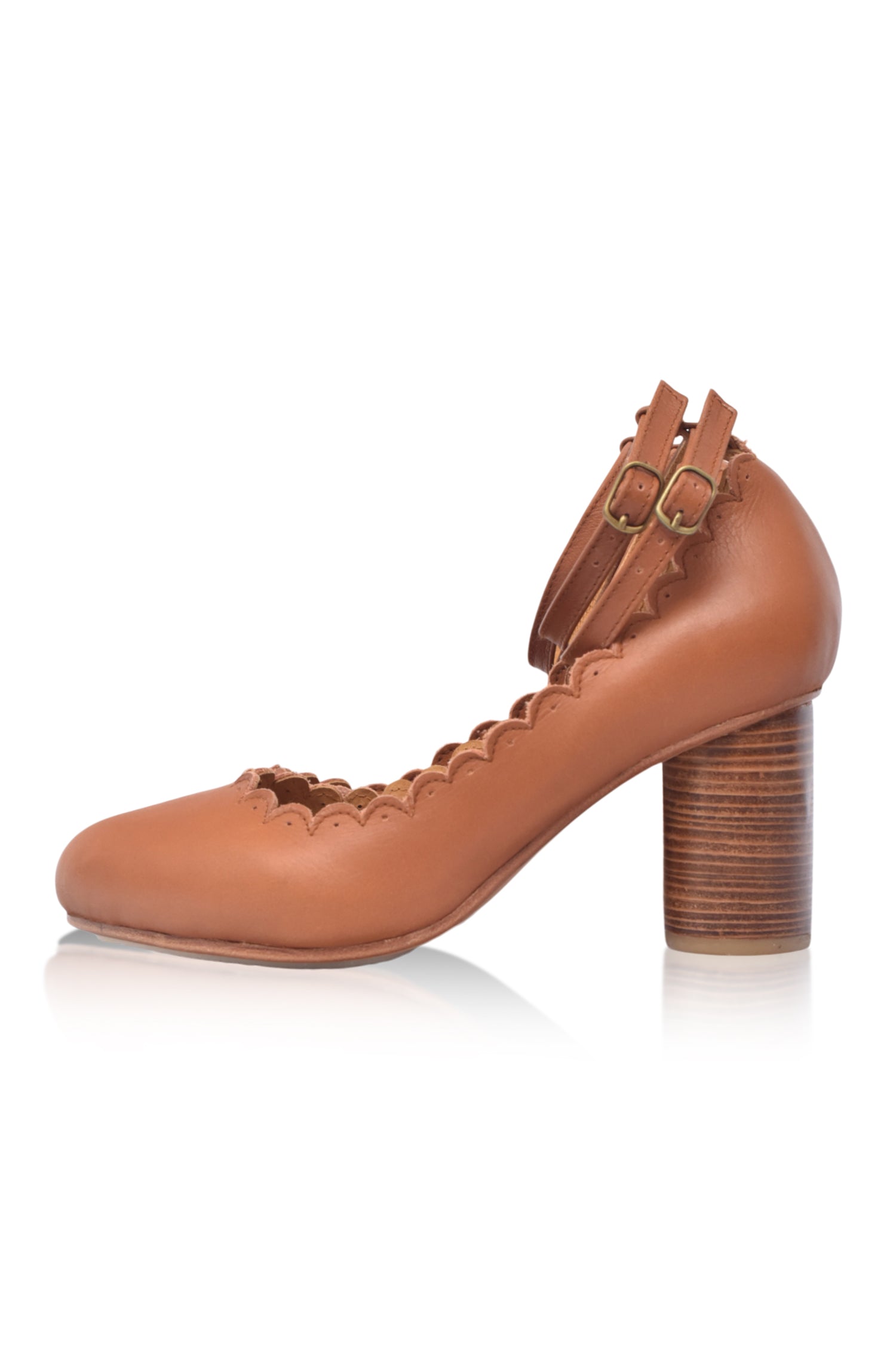 Hermosa Round Heel Leather Pumps-thumbmail-6