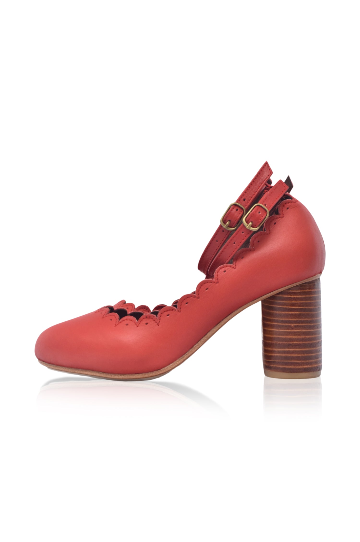 Hermosa Round Heel Leather Pumps-thumbmail-1