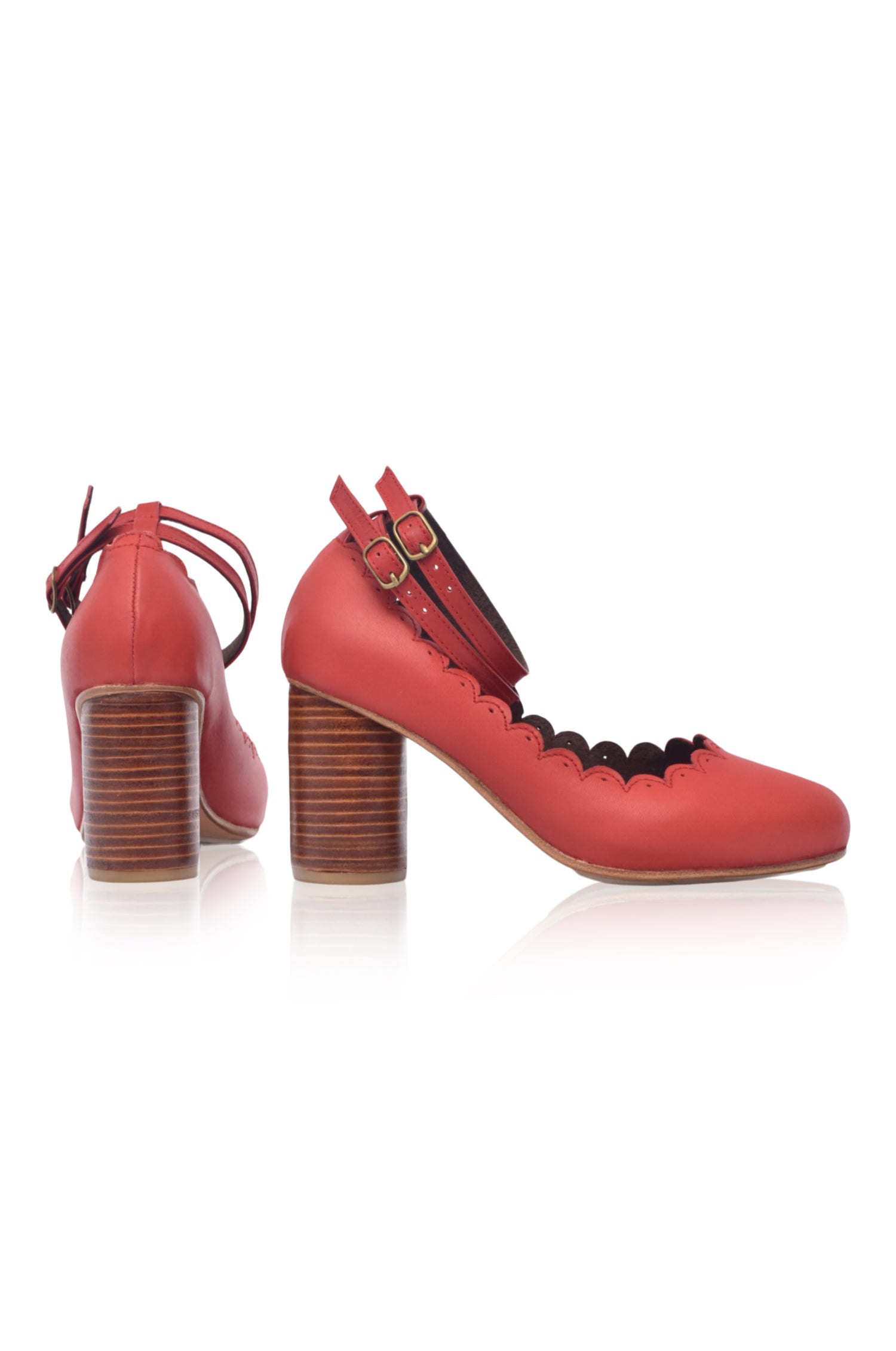 Hermosa Round Heel Leather Pumps-thumbmail-7