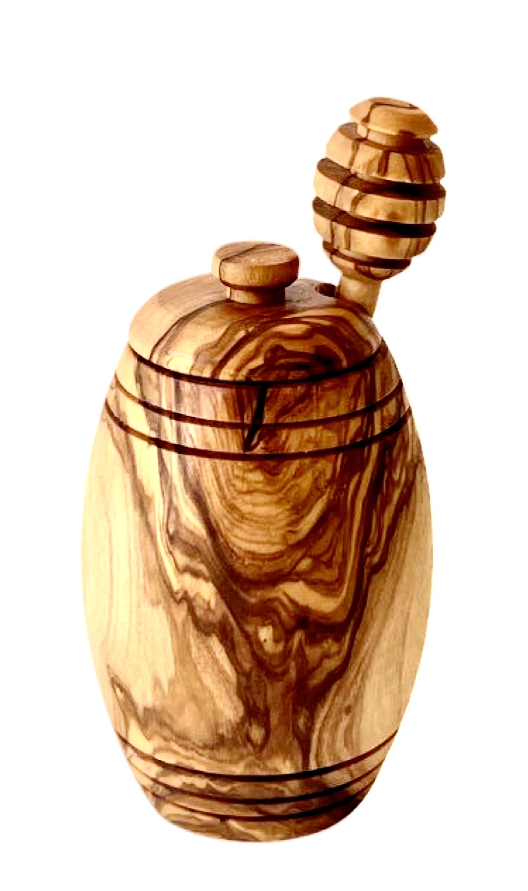 Olive Wood Honey Pot W/Honey Dipper-thumbmail-1