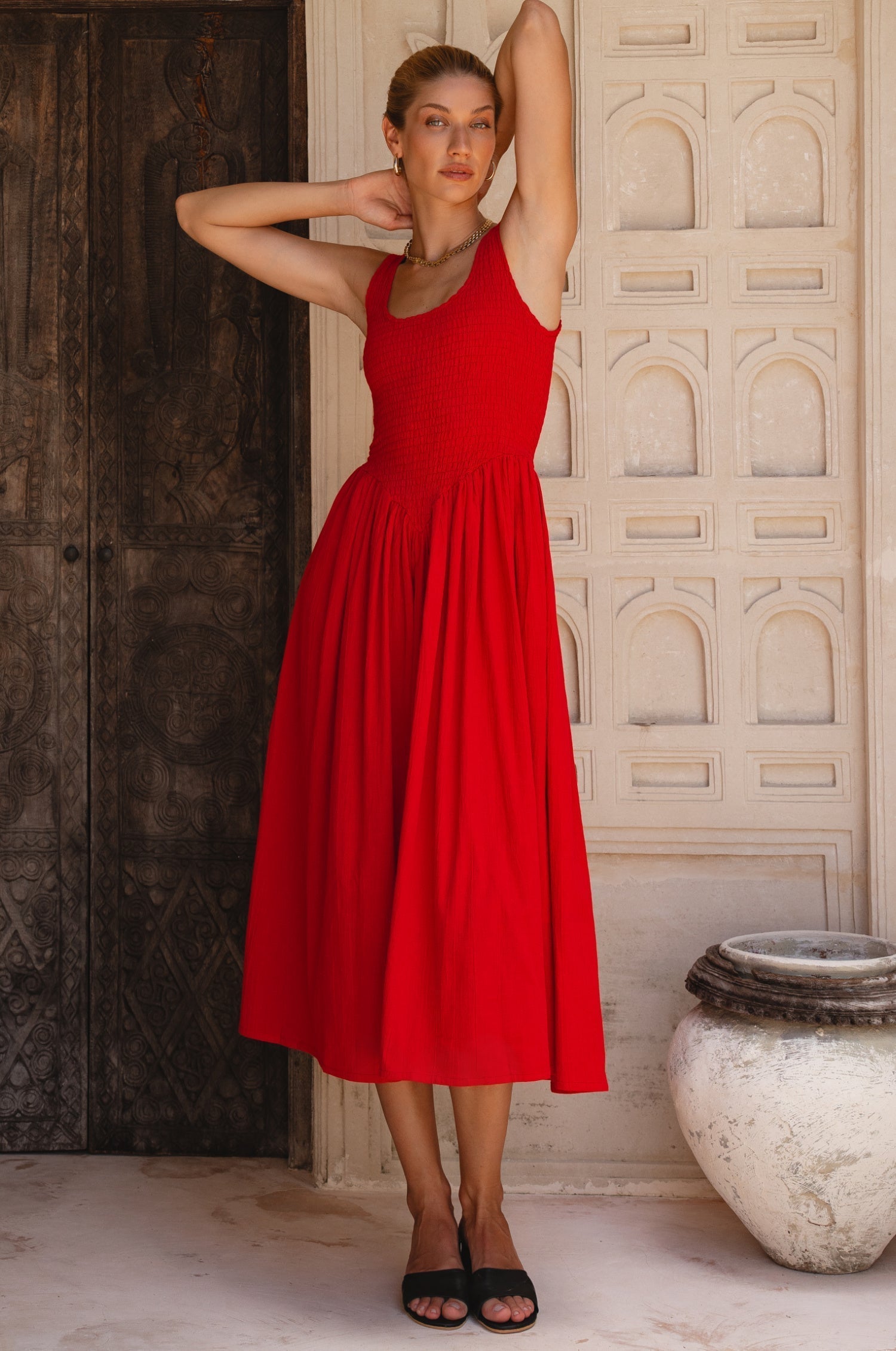 Indira Smocked Midi Dress-thumbmail-8